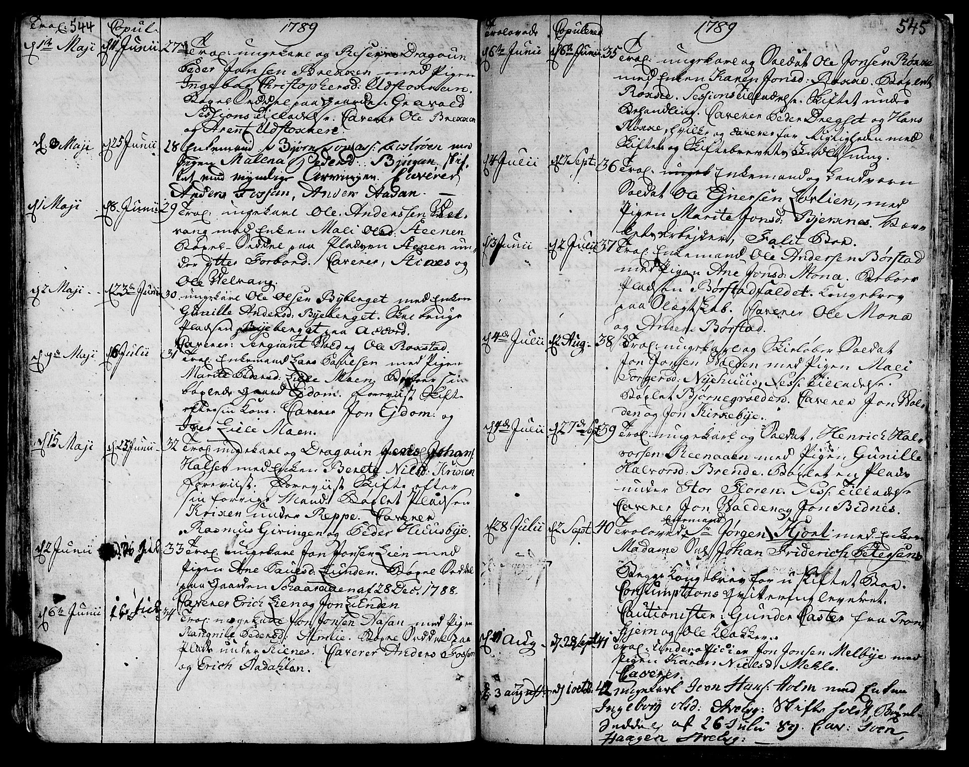 Ministerialprotokoller, klokkerbøker og fødselsregistre - Nord-Trøndelag, SAT/A-1458/709/L0059: Parish register (official) no. 709A06, 1781-1797, p. 544-545