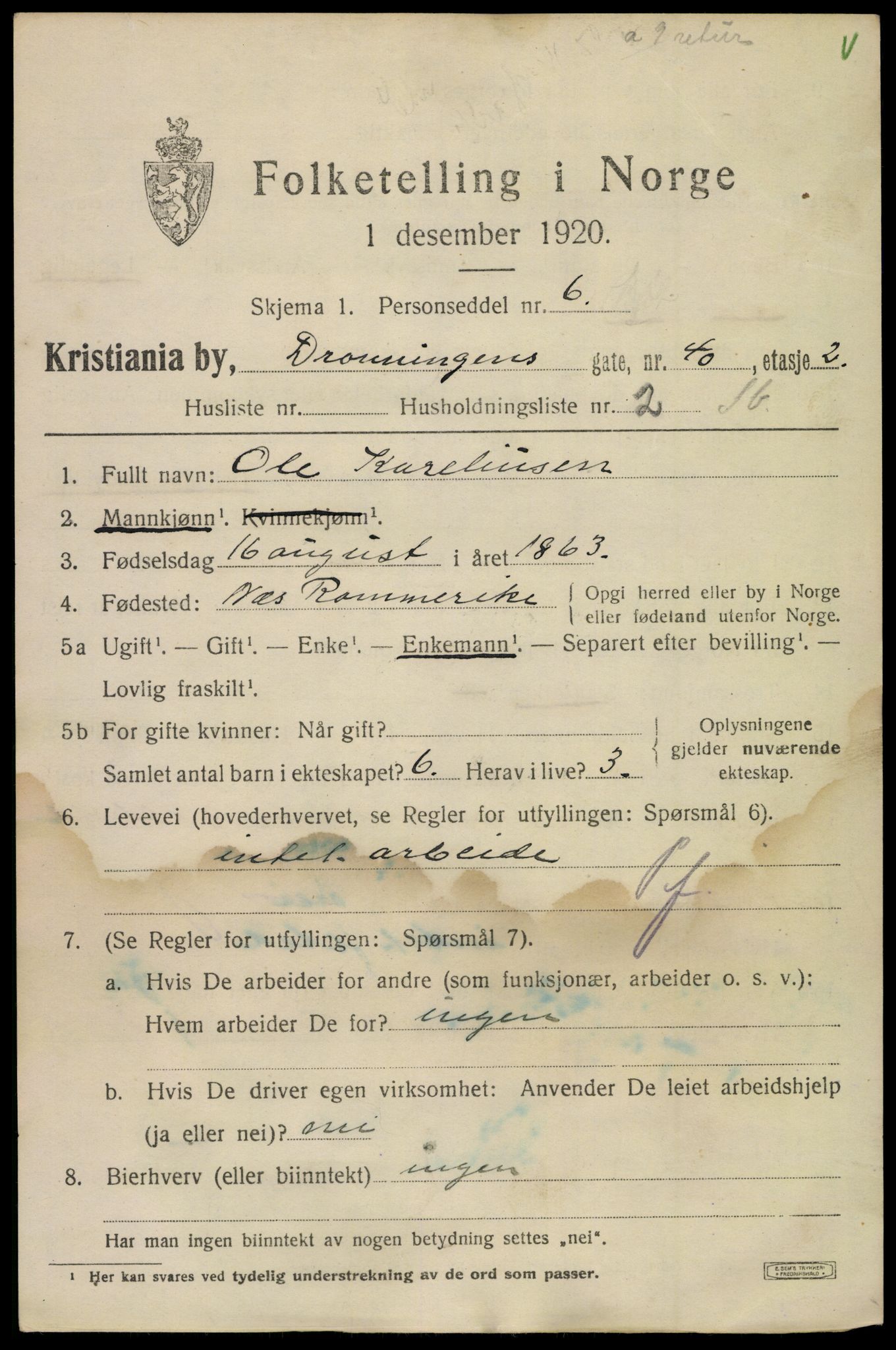 SAO, 1920 census for Kristiania, 1920, p. 203807