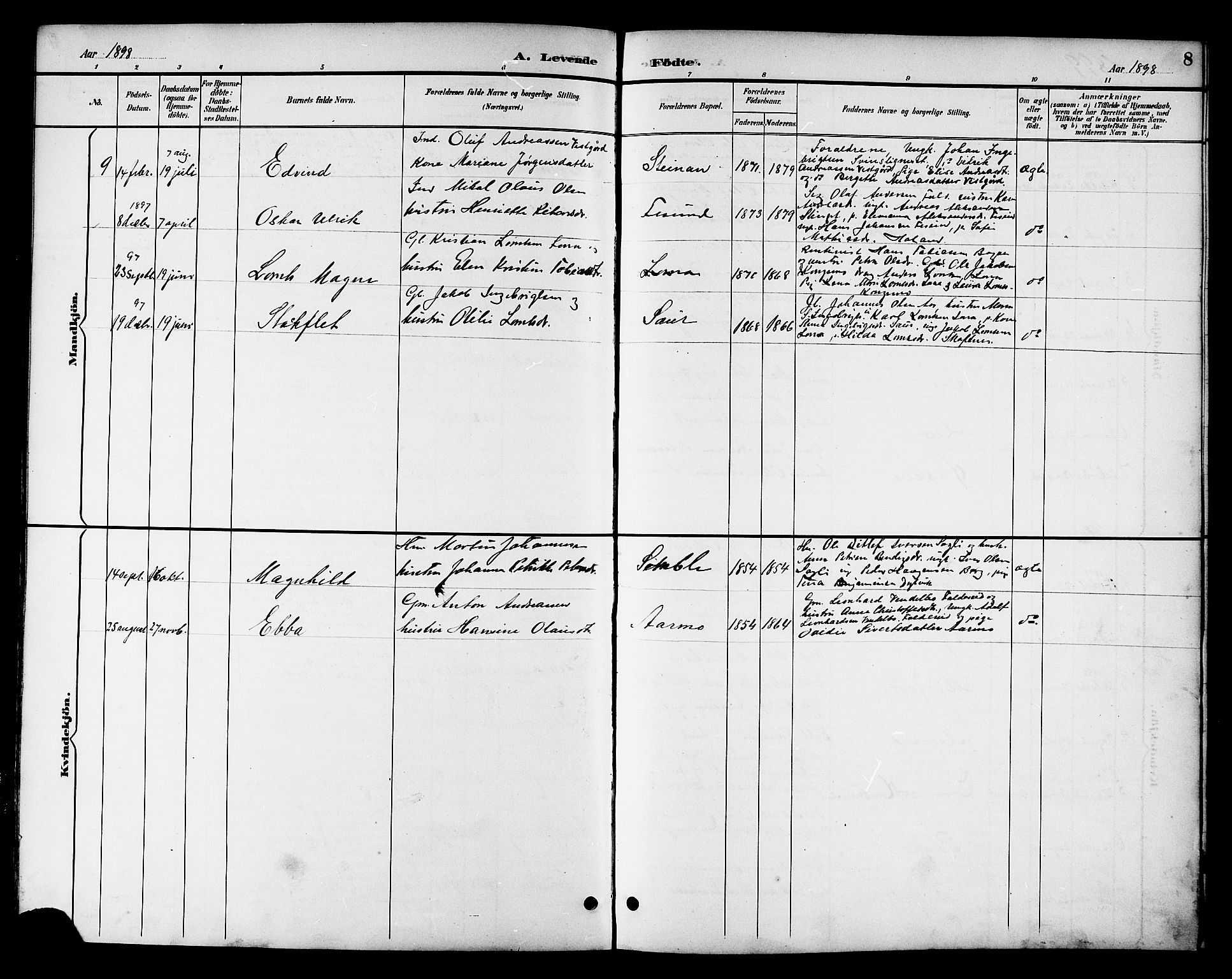 Ministerialprotokoller, klokkerbøker og fødselsregistre - Nord-Trøndelag, SAT/A-1458/783/L0662: Parish register (copy) no. 783C02, 1894-1919, p. 8