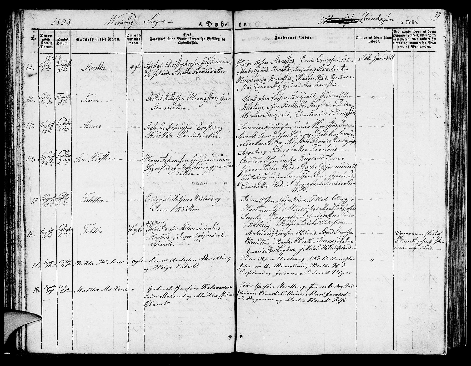 Hå sokneprestkontor, AV/SAST-A-101801/001/30BA/L0004: Parish register (official) no. A 4.1 /2, 1826-1841, p. 79