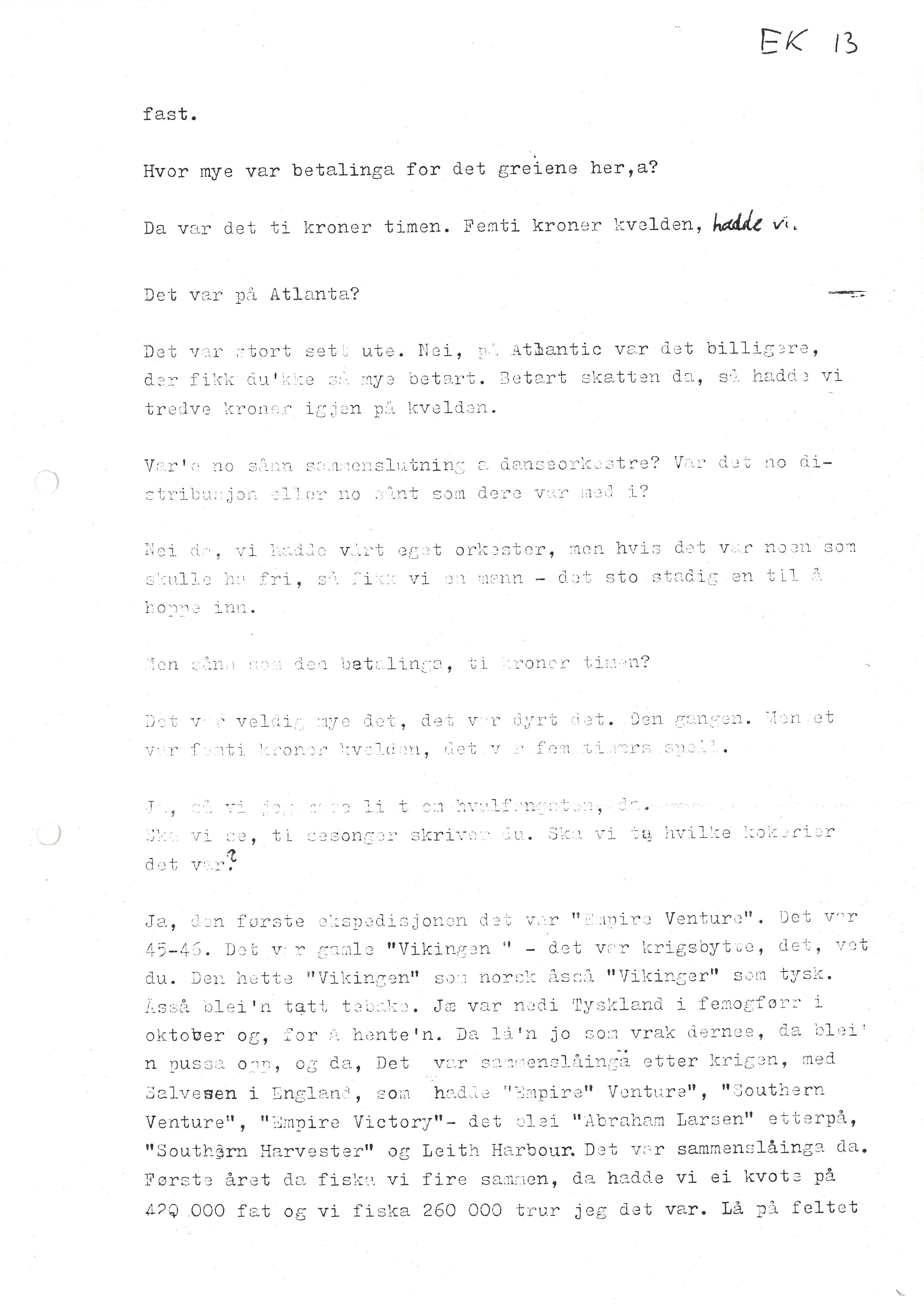 Sa 16 - Folkemusikk fra Vestfold, Gjerdesamlingen, VEMU/A-1868/I/L0001: Informantregister med intervjunedtegnelser, 1979-1986