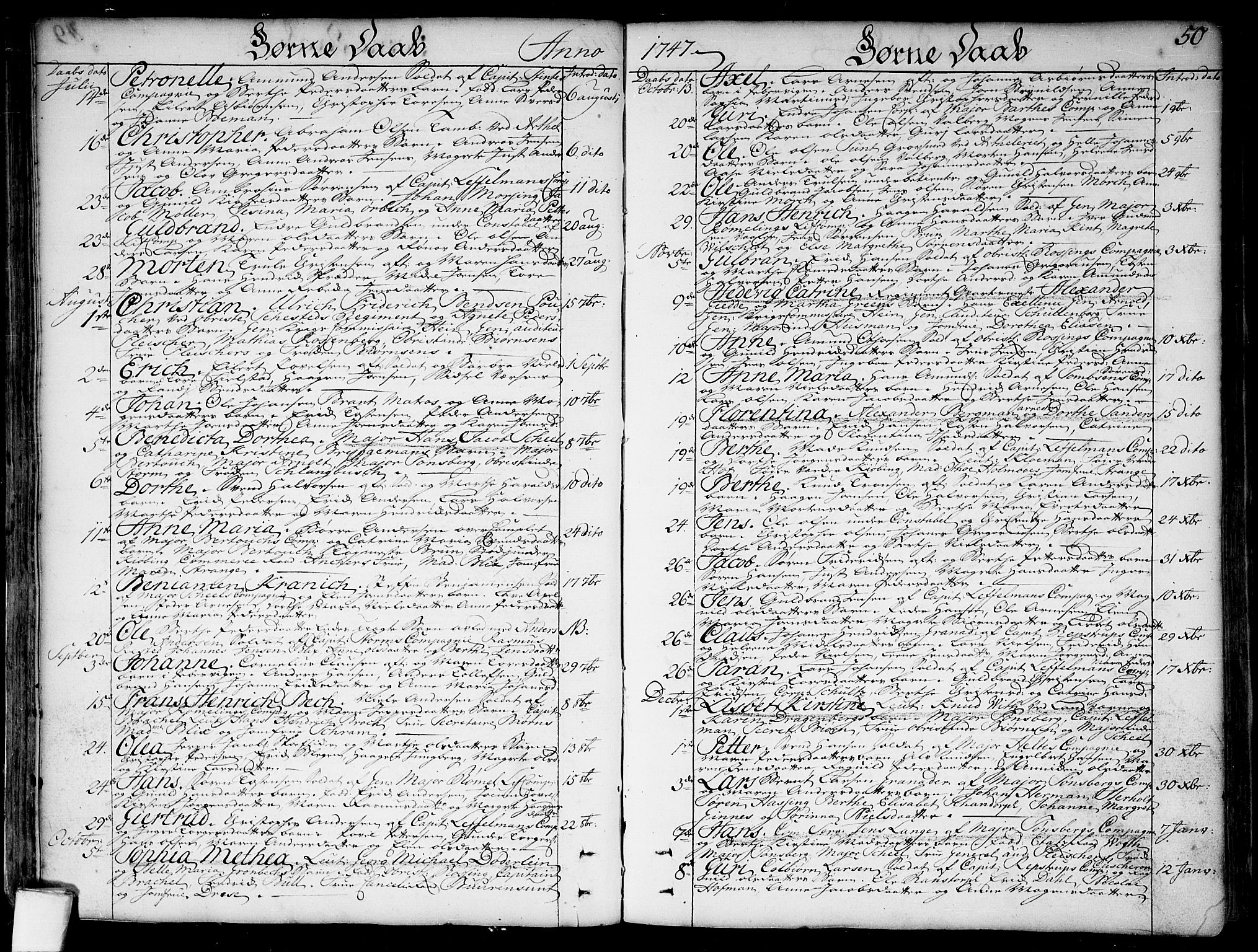 Garnisonsmenigheten Kirkebøker, SAO/A-10846/F/Fa/L0001: Parish register (official) no. 1, 1734-1756, p. 50