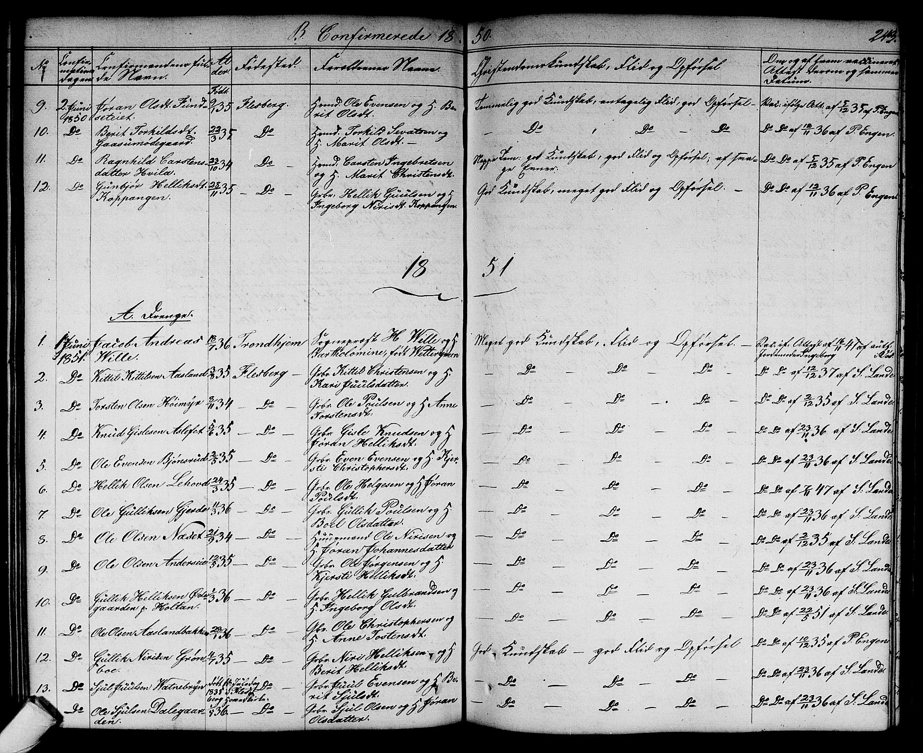 Flesberg kirkebøker, SAKO/A-18/G/Ga/L0002: Parish register (copy) no. I 2, 1834-1860, p. 243