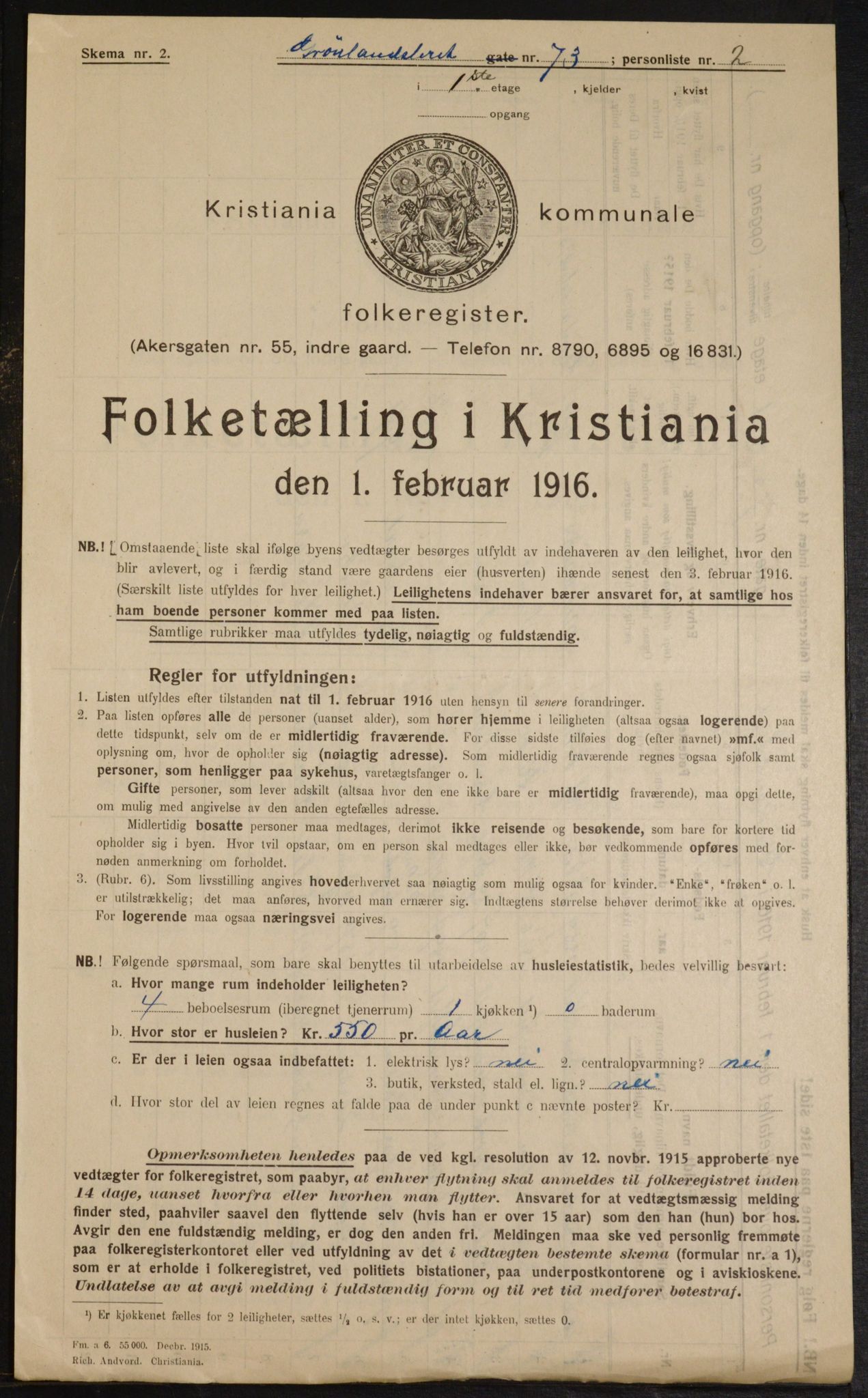 OBA, Municipal Census 1916 for Kristiania, 1916, p. 32794