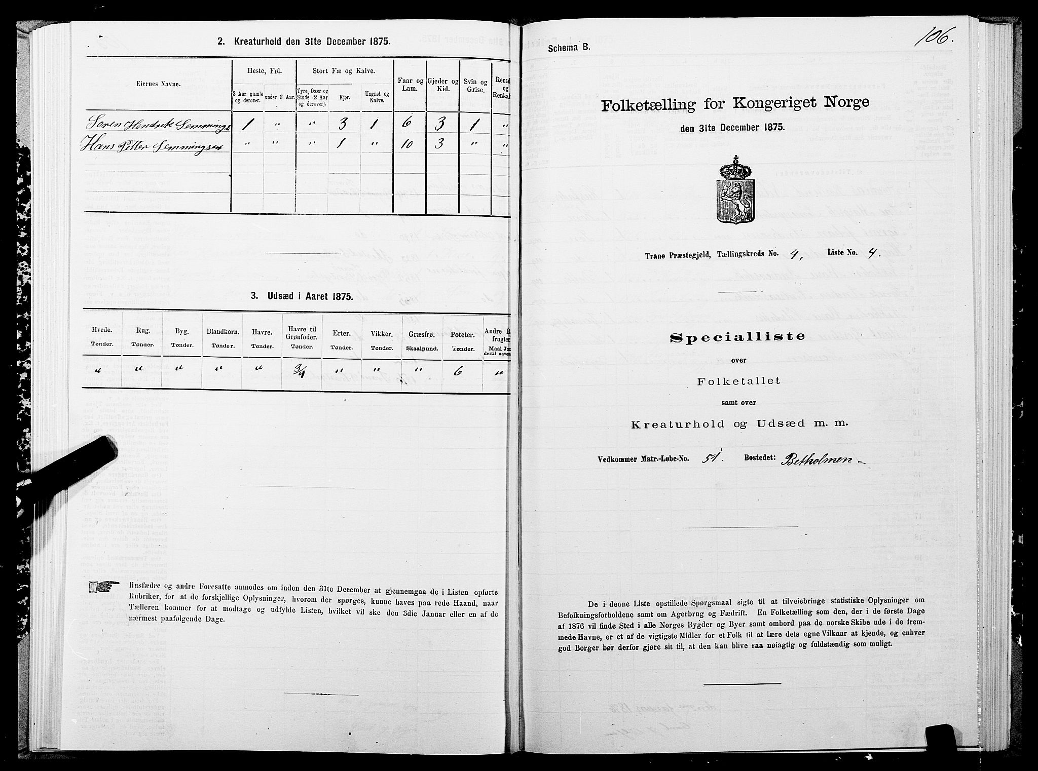 SATØ, 1875 census for 1927P Tranøy, 1875, p. 2106