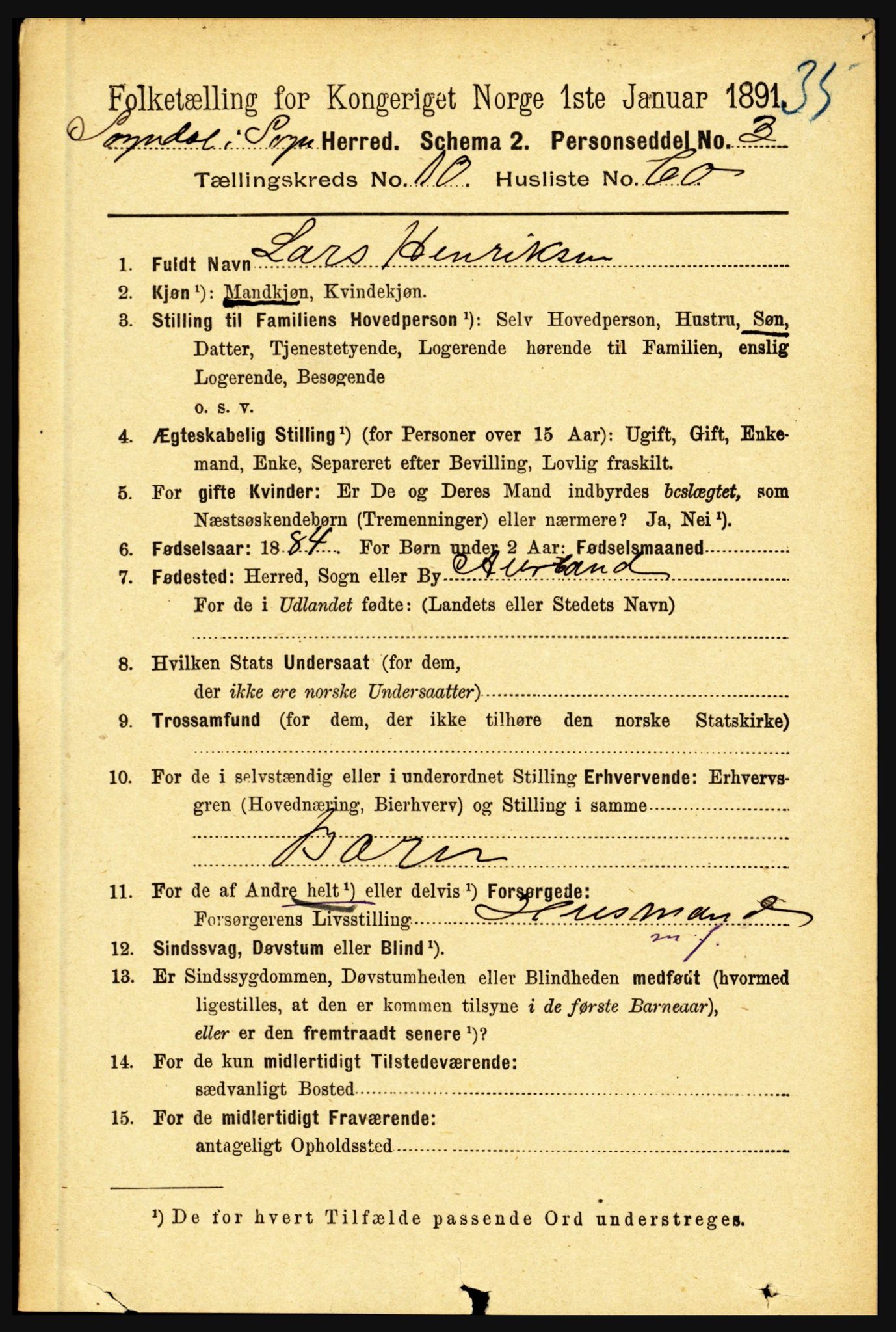 RA, 1891 census for 1420 Sogndal, 1891, p. 4321