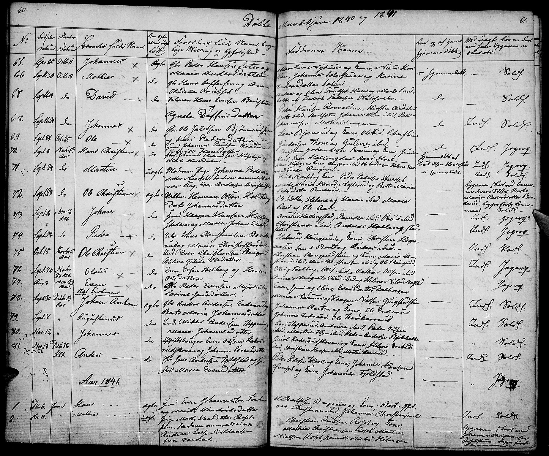 Vestre Toten prestekontor, AV/SAH-PREST-108/H/Ha/Haa/L0003: Parish register (official) no. 3, 1836-1843, p. 60-61