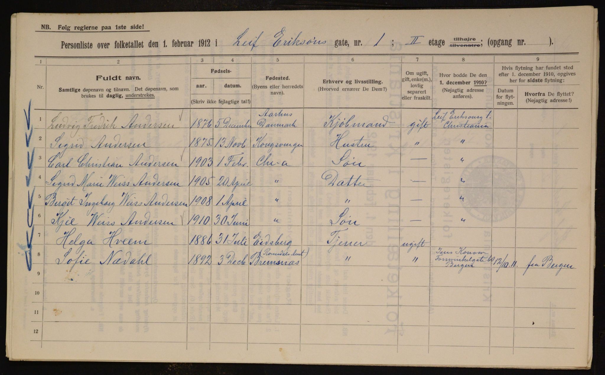 OBA, Municipal Census 1912 for Kristiania, 1912, p. 57763