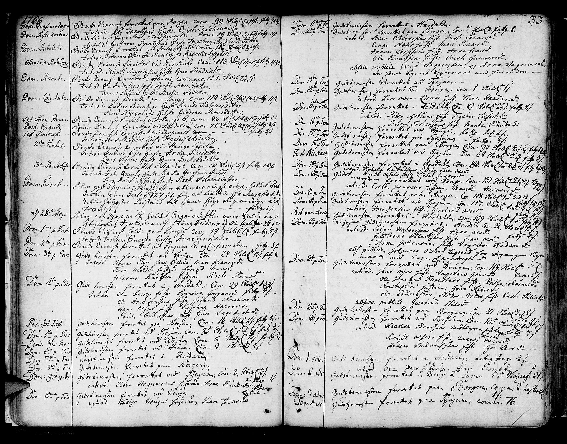 Lærdal sokneprestembete, SAB/A-81201: Parish register (official) no. A 2, 1752-1782, p. 33