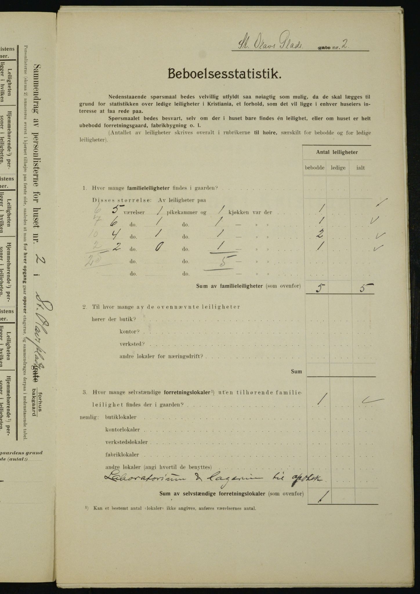 OBA, Municipal Census 1910 for Kristiania, 1910, p. 84451