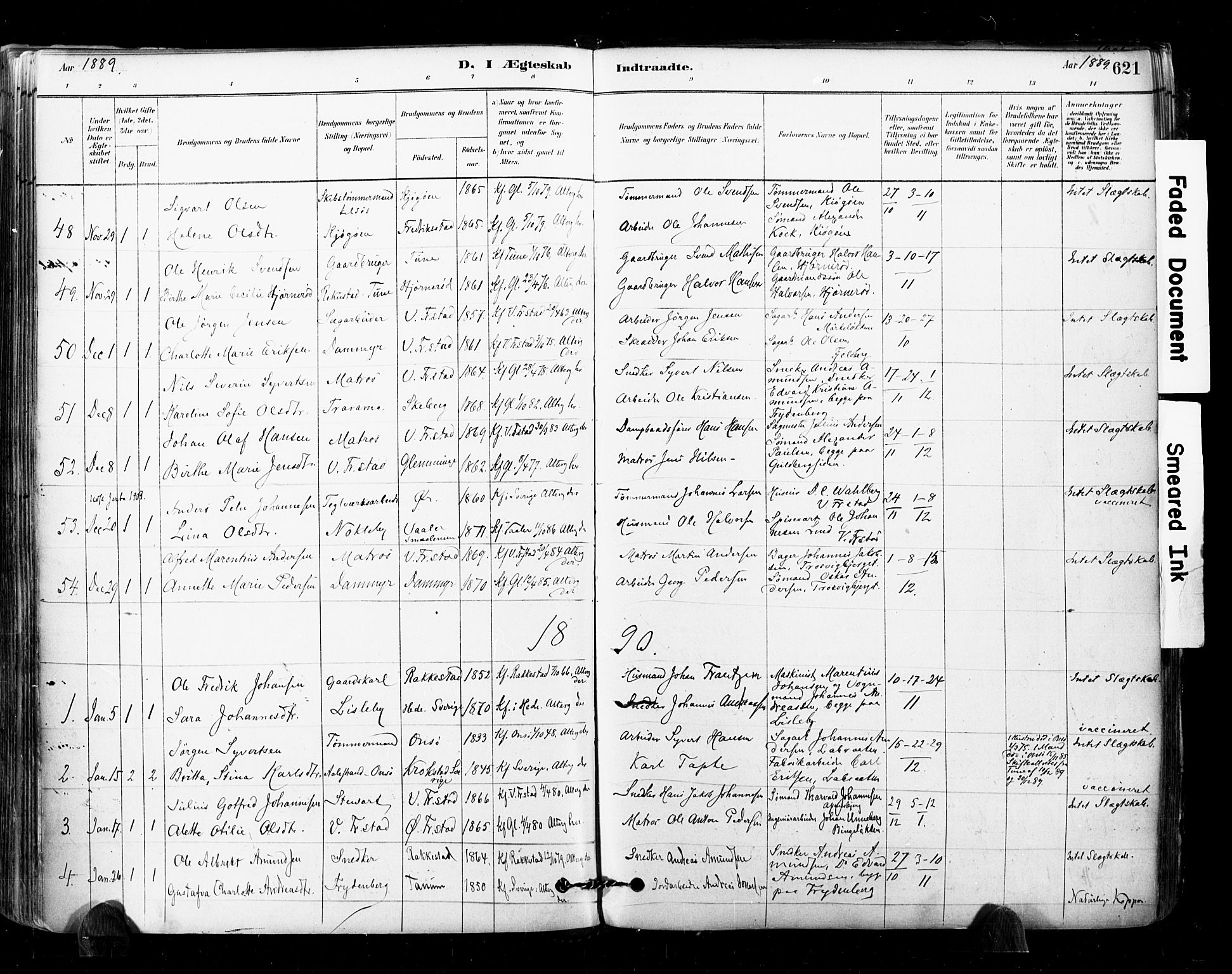 Glemmen prestekontor Kirkebøker, SAO/A-10908/F/Fa/L0011: Parish register (official) no. 11, 1878-1917, p. 621