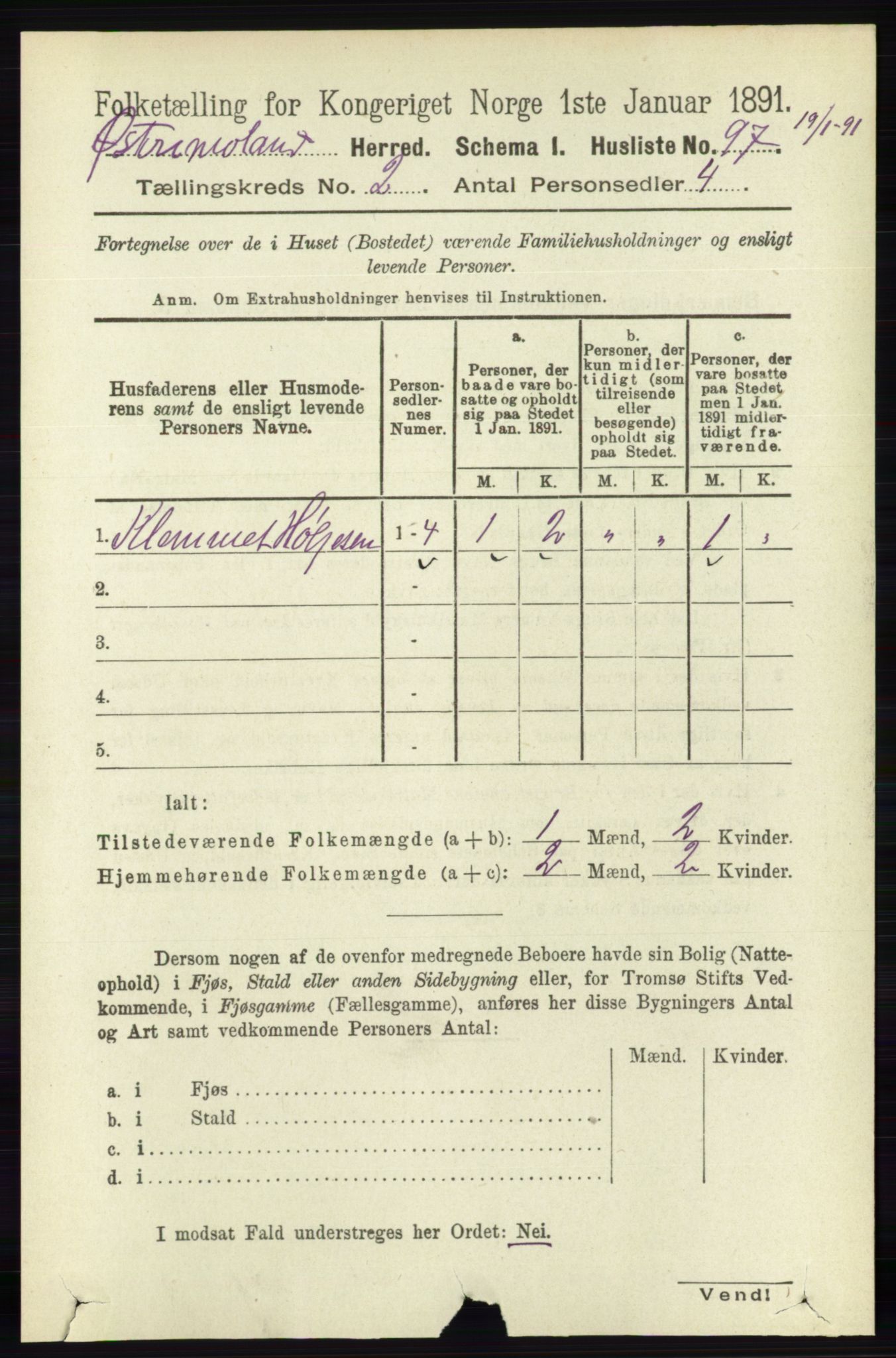 RA, 1891 census for 0918 Austre Moland, 1891, p. 664