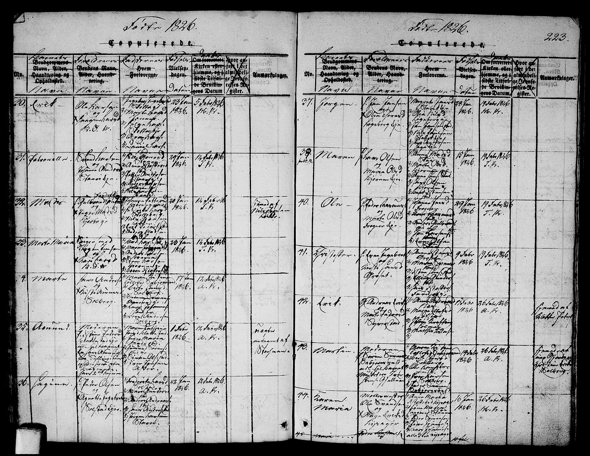 Asker prestekontor Kirkebøker, AV/SAO-A-10256a/G/Ga/L0001: Parish register (copy) no. I 1, 1814-1830, p. 223