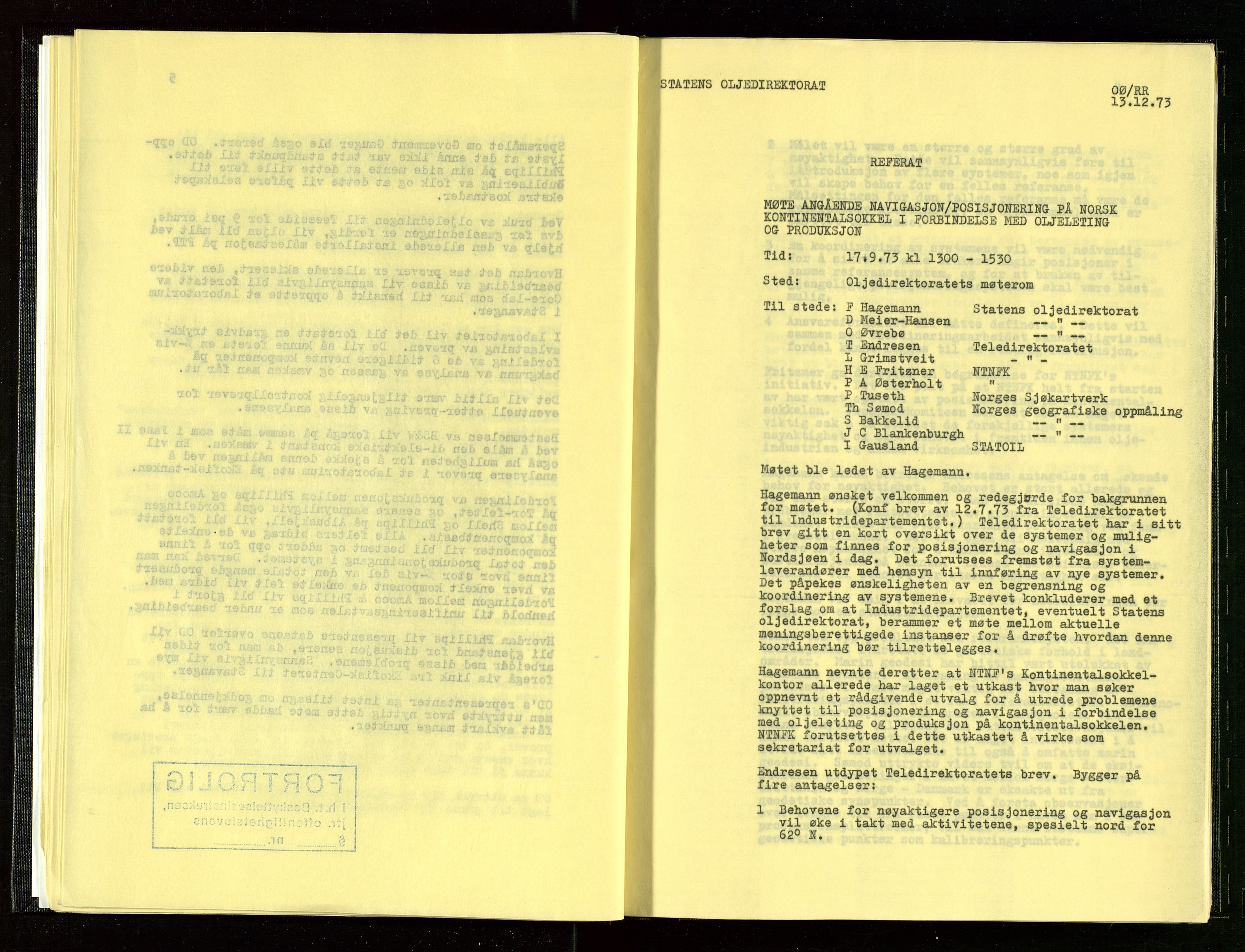 Oljedirektoratet, AV/SAST-A-101366/Aa/L0001: Referatprotokoller, 1973