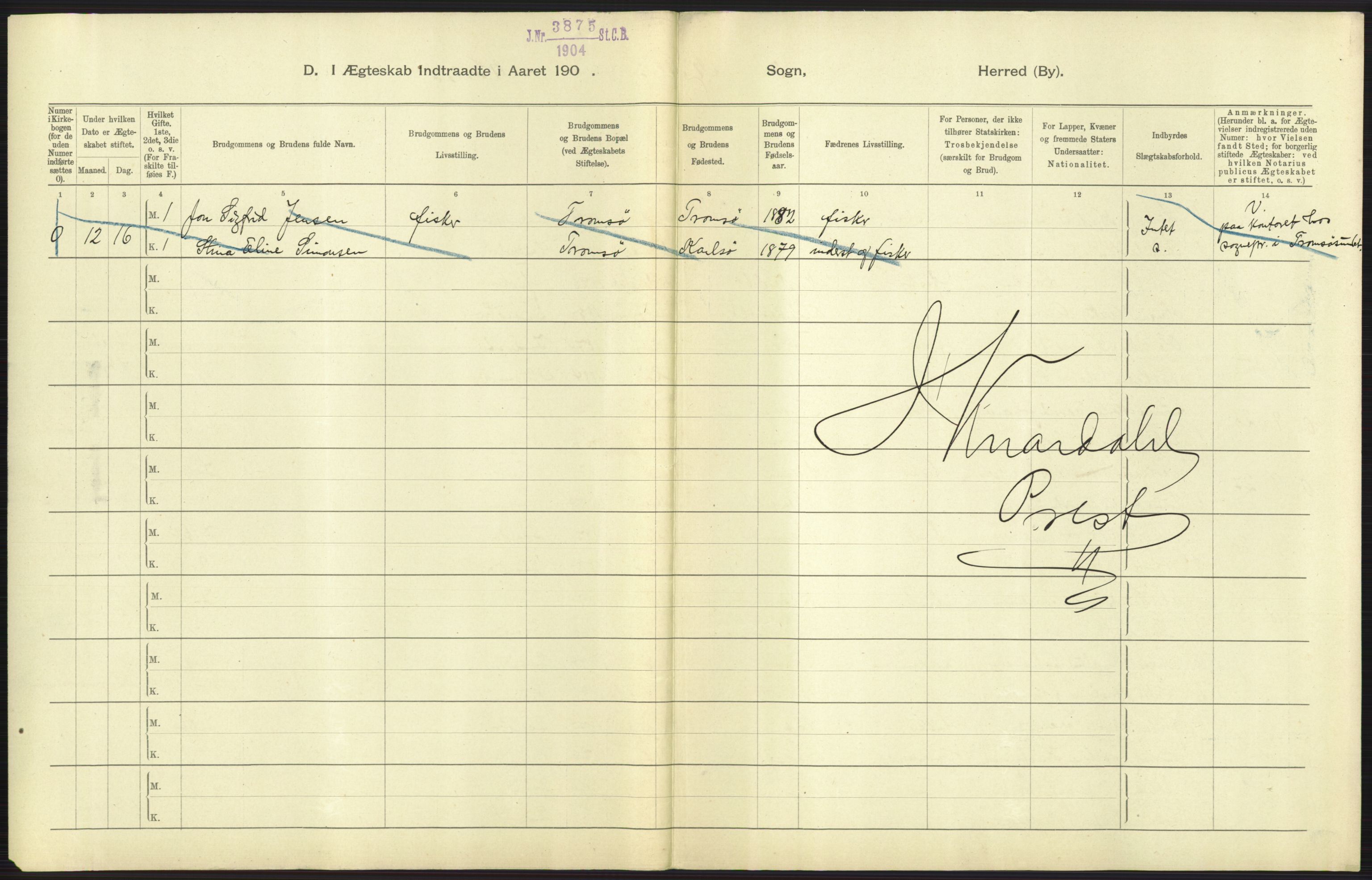 Statistisk sentralbyrå, Sosiodemografiske emner, Befolkning, AV/RA-S-2228/D/Df/Dfa/Dfaa/L0021: Tromsø amt: Fødte, gifte, døde., 1903, p. 317