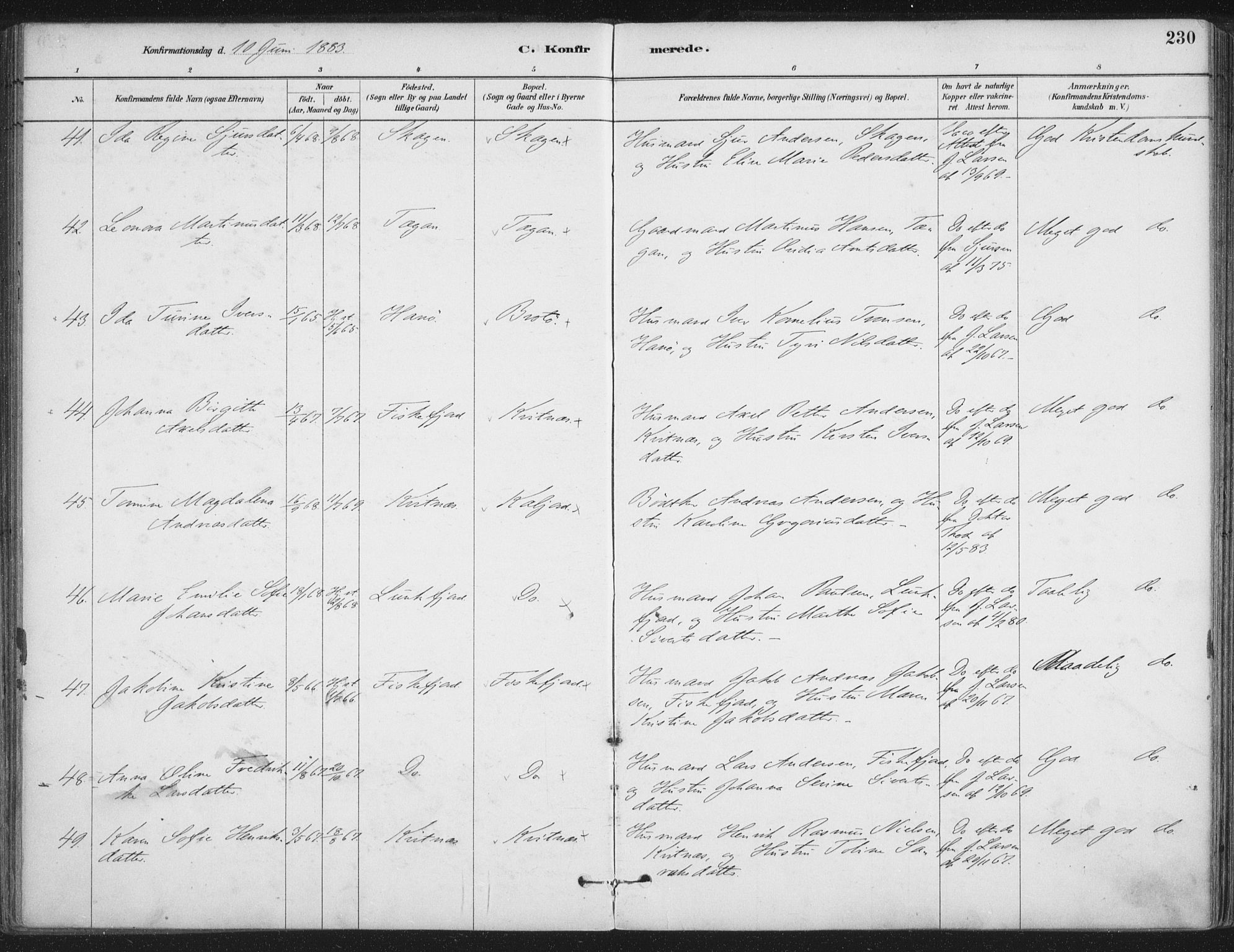 Ministerialprotokoller, klokkerbøker og fødselsregistre - Nordland, AV/SAT-A-1459/888/L1244: Parish register (official) no. 888A10, 1880-1890, p. 230