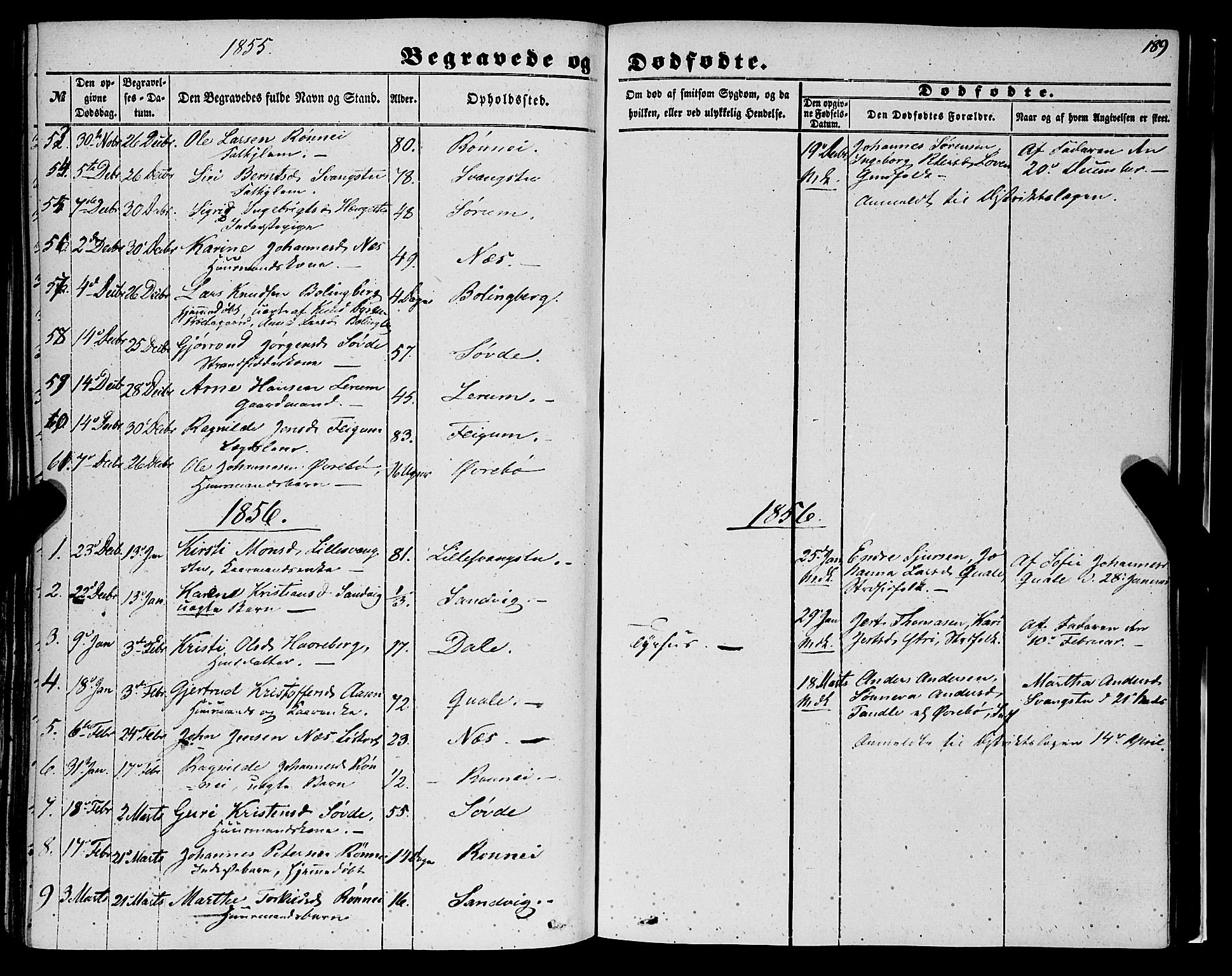 Luster sokneprestembete, AV/SAB-A-81101/H/Haa/Haaa/L0007: Parish register (official) no. A 7, 1849-1859, p. 189