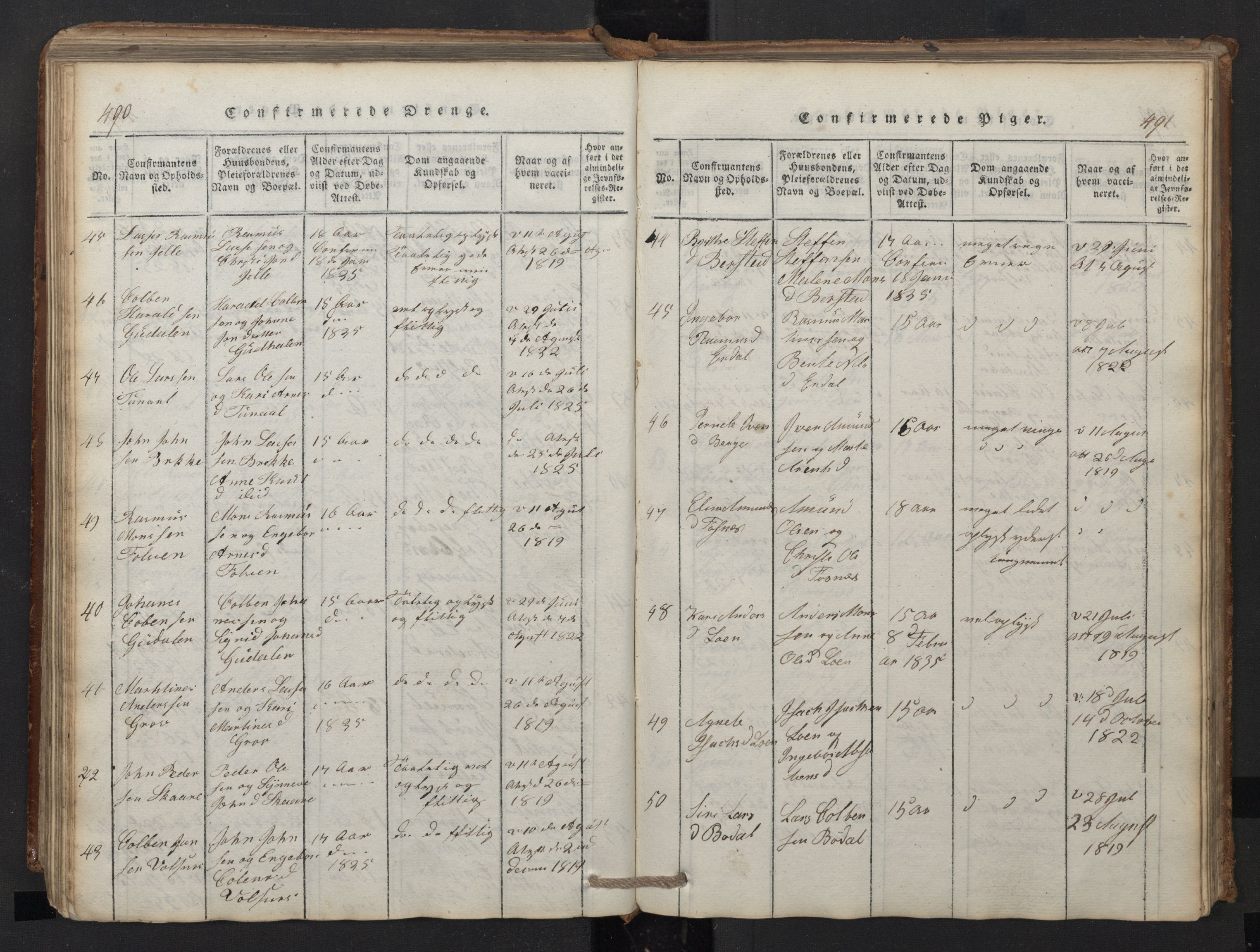 Stryn Sokneprestembete, AV/SAB-A-82501: Parish register (copy) no. A 1, 1816-1844, p. 490-491