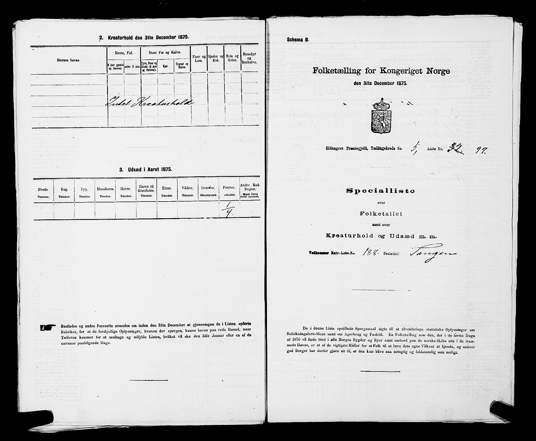 SAKO, 1875 census for 0813P Eidanger, 1875, p. 1113