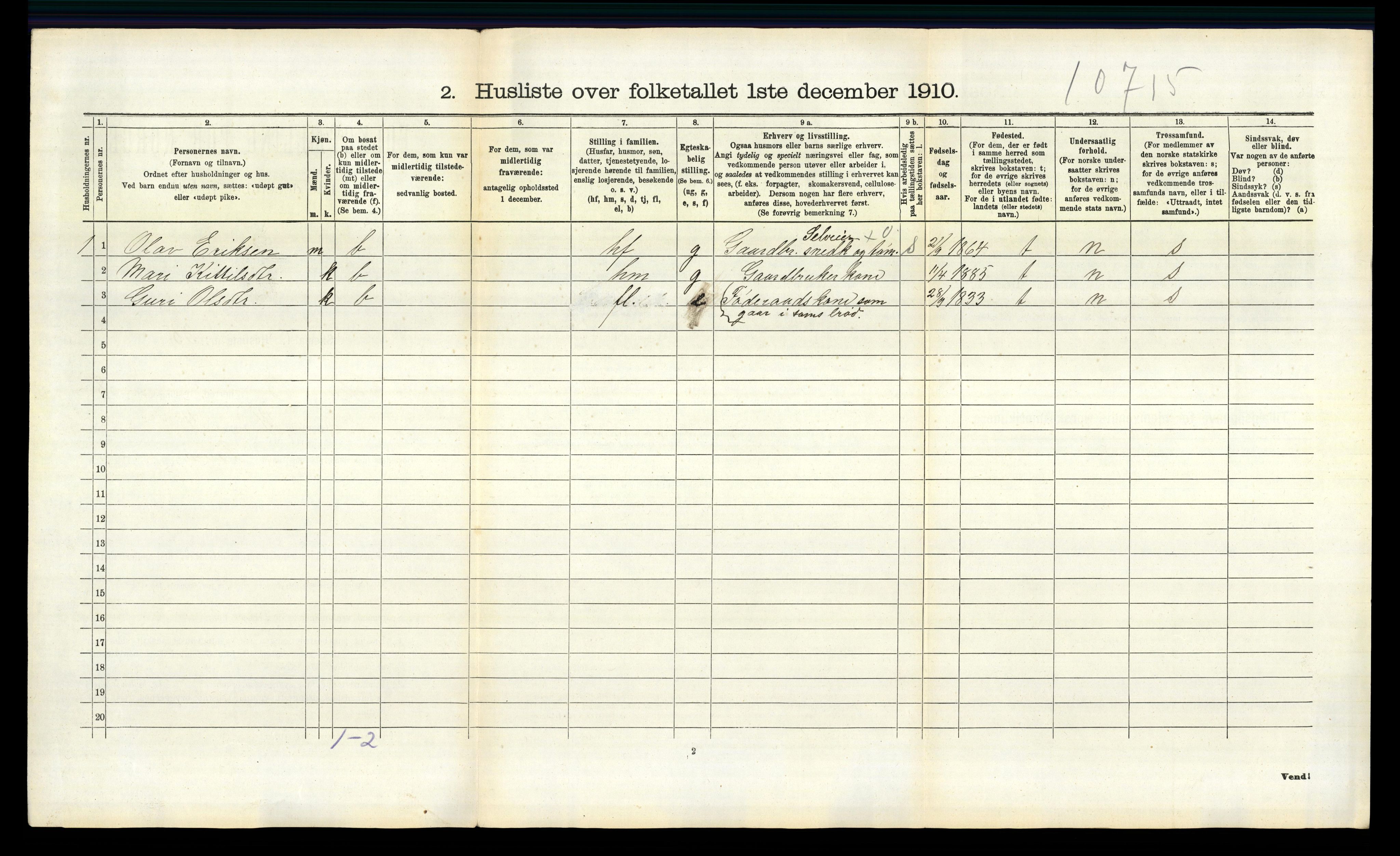 RA, 1910 census for Bø, 1910, p. 1016