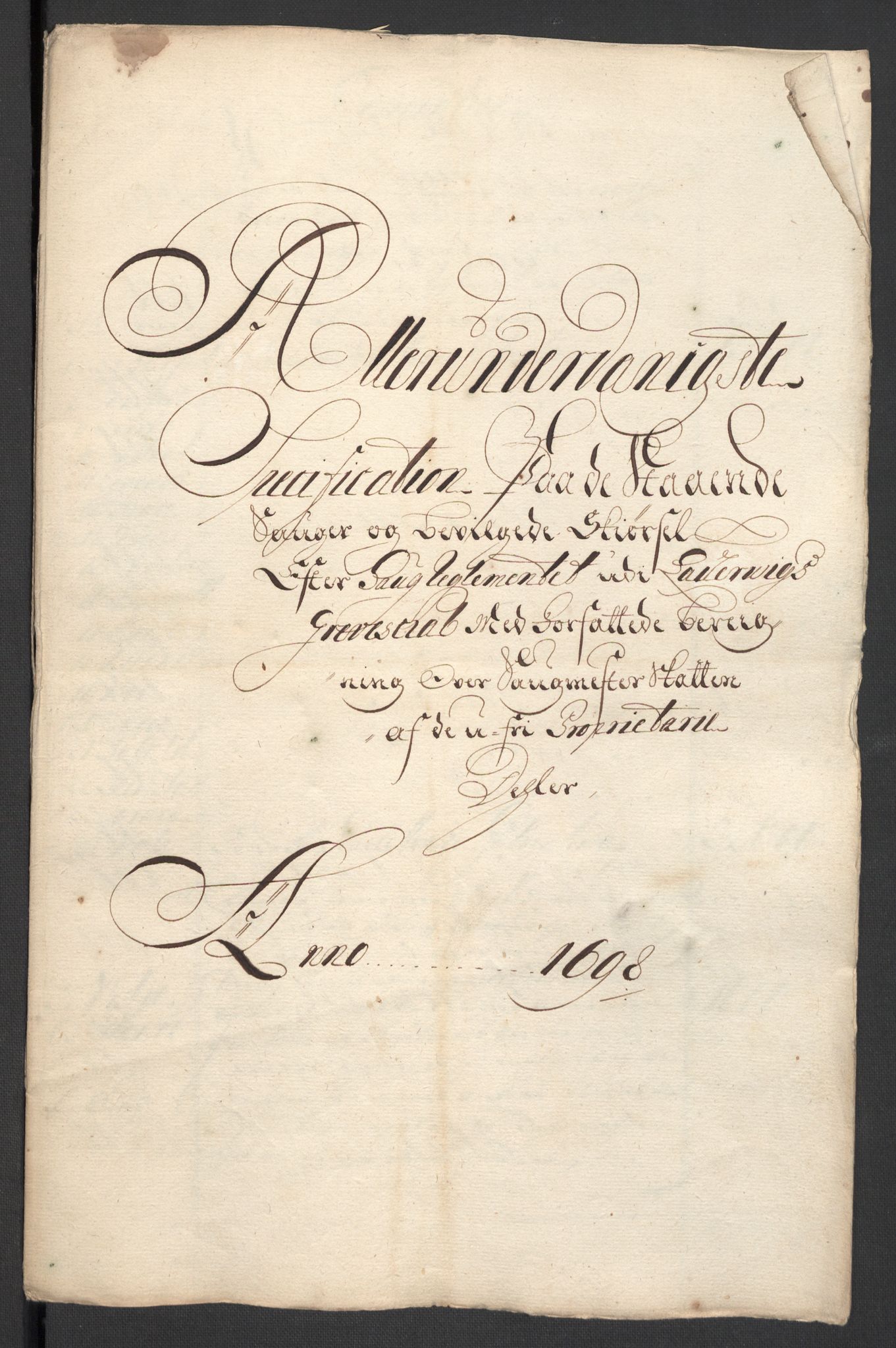 Rentekammeret inntil 1814, Reviderte regnskaper, Fogderegnskap, AV/RA-EA-4092/R33/L1976: Fogderegnskap Larvik grevskap, 1698-1701, p. 23