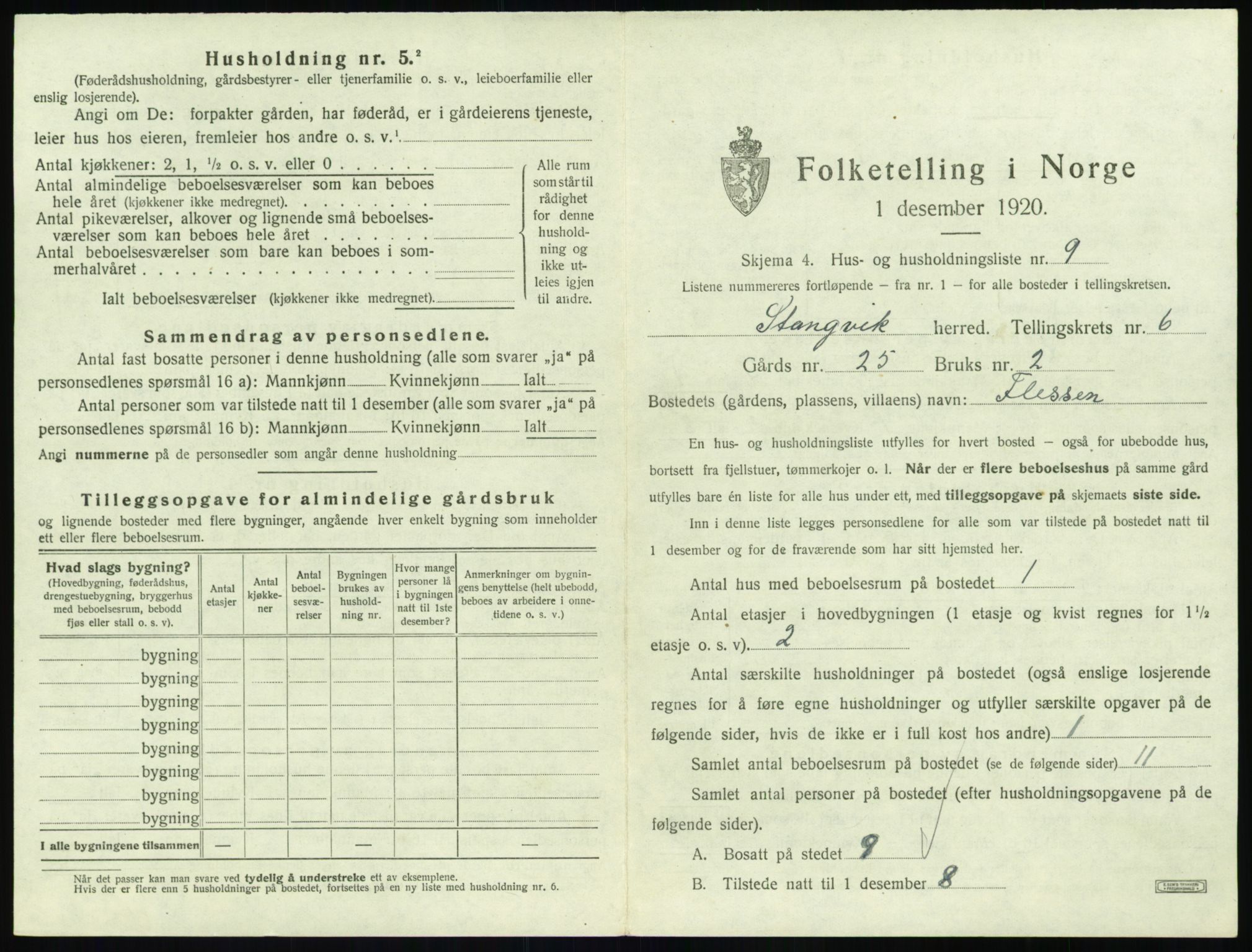 SAT, 1920 census for Stangvik, 1920, p. 574