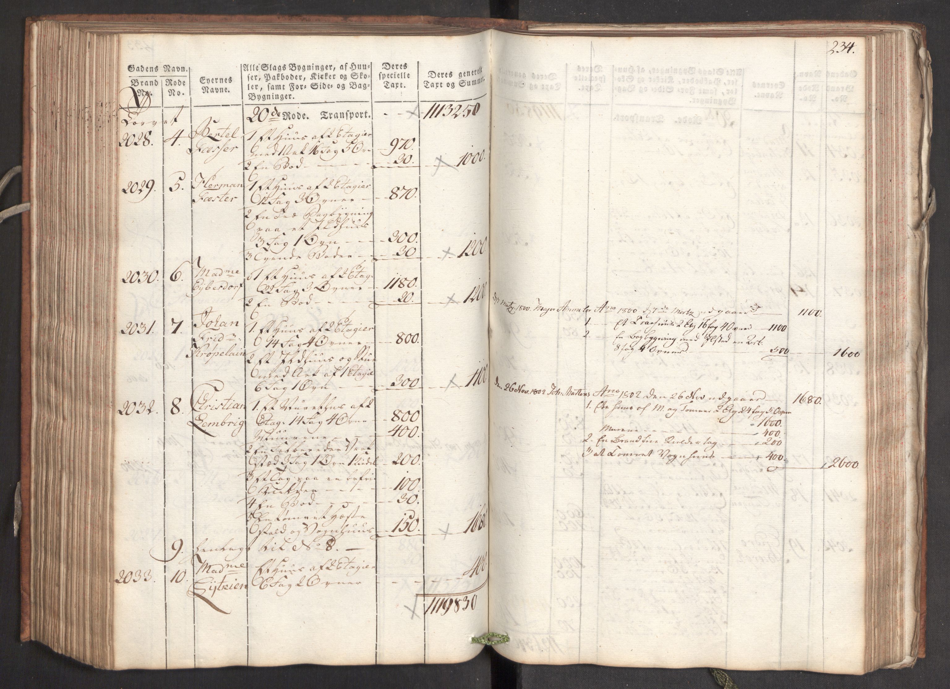 Kommersekollegiet, Brannforsikringskontoret 1767-1814, AV/RA-EA-5458/F/Fa/L0006/0001: Bergen / Branntakstprotokoll, 1797, p. 234