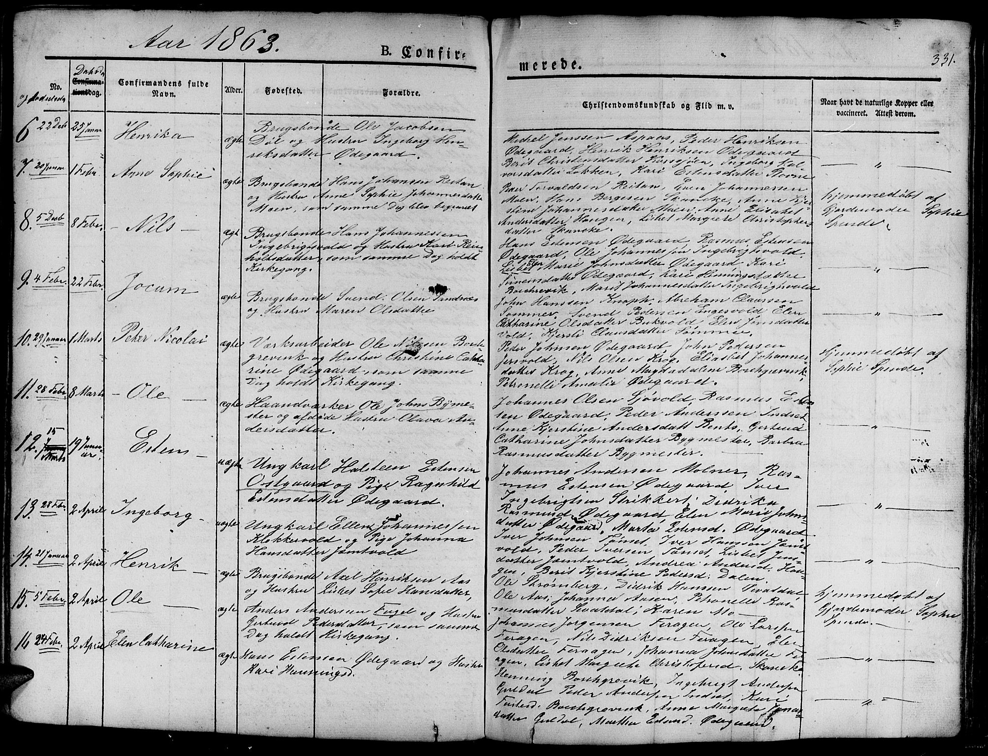 Ministerialprotokoller, klokkerbøker og fødselsregistre - Sør-Trøndelag, SAT/A-1456/681/L0938: Parish register (copy) no. 681C02, 1829-1879, p. 331