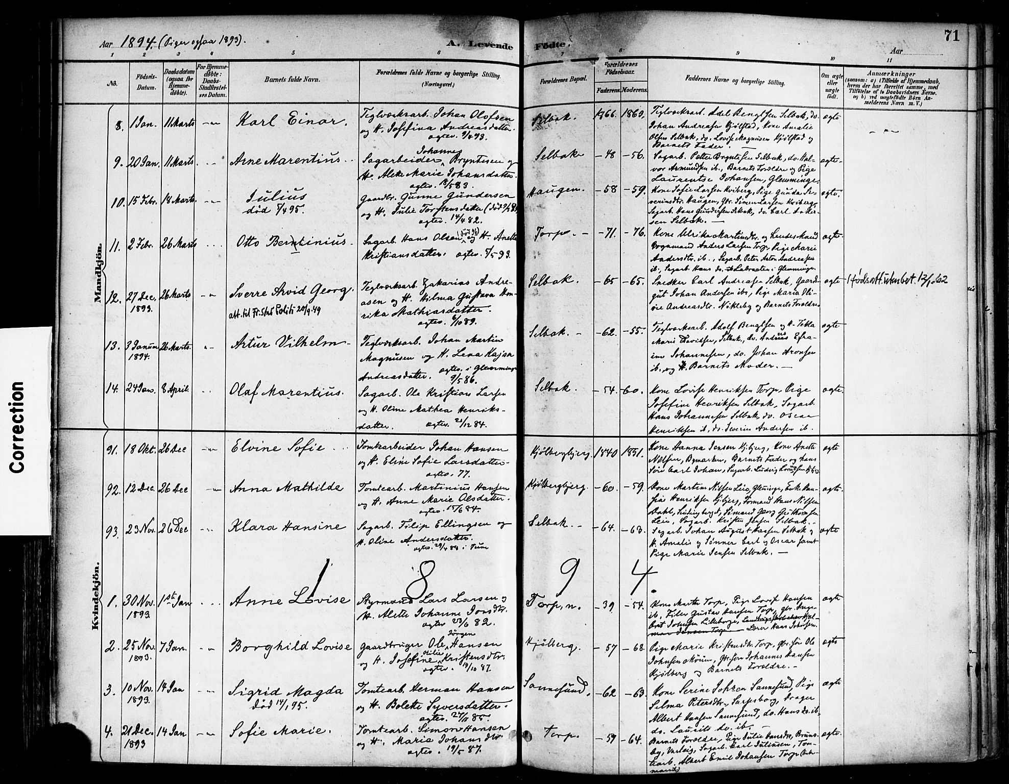 Borge prestekontor Kirkebøker, AV/SAO-A-10903/F/Fa/L0008: Parish register (official) no. I 8A, 1887-1902, p. 71