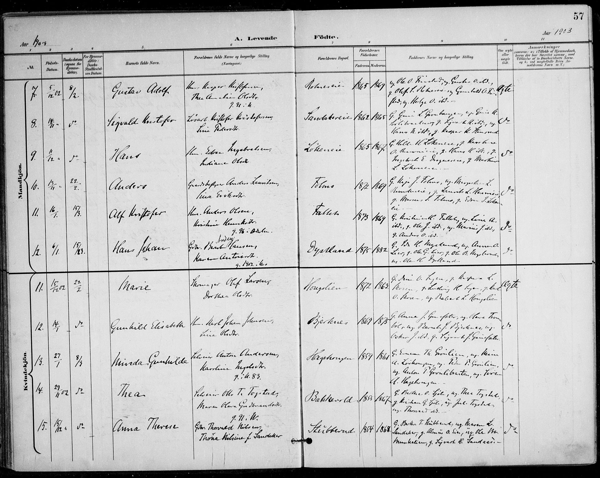 Nes prestekontor Kirkebøker, AV/SAO-A-10410/F/Fa/L0011: Parish register (official) no. I 11, 1899-1918, p. 57