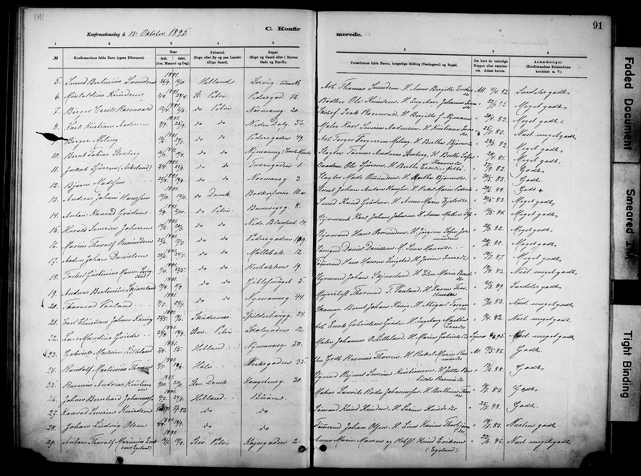 St. Johannes sokneprestkontor, SAST/A-101814/001/30/30BA/L0002: Parish register (official) no. A 2, 1885-1899, p. 91