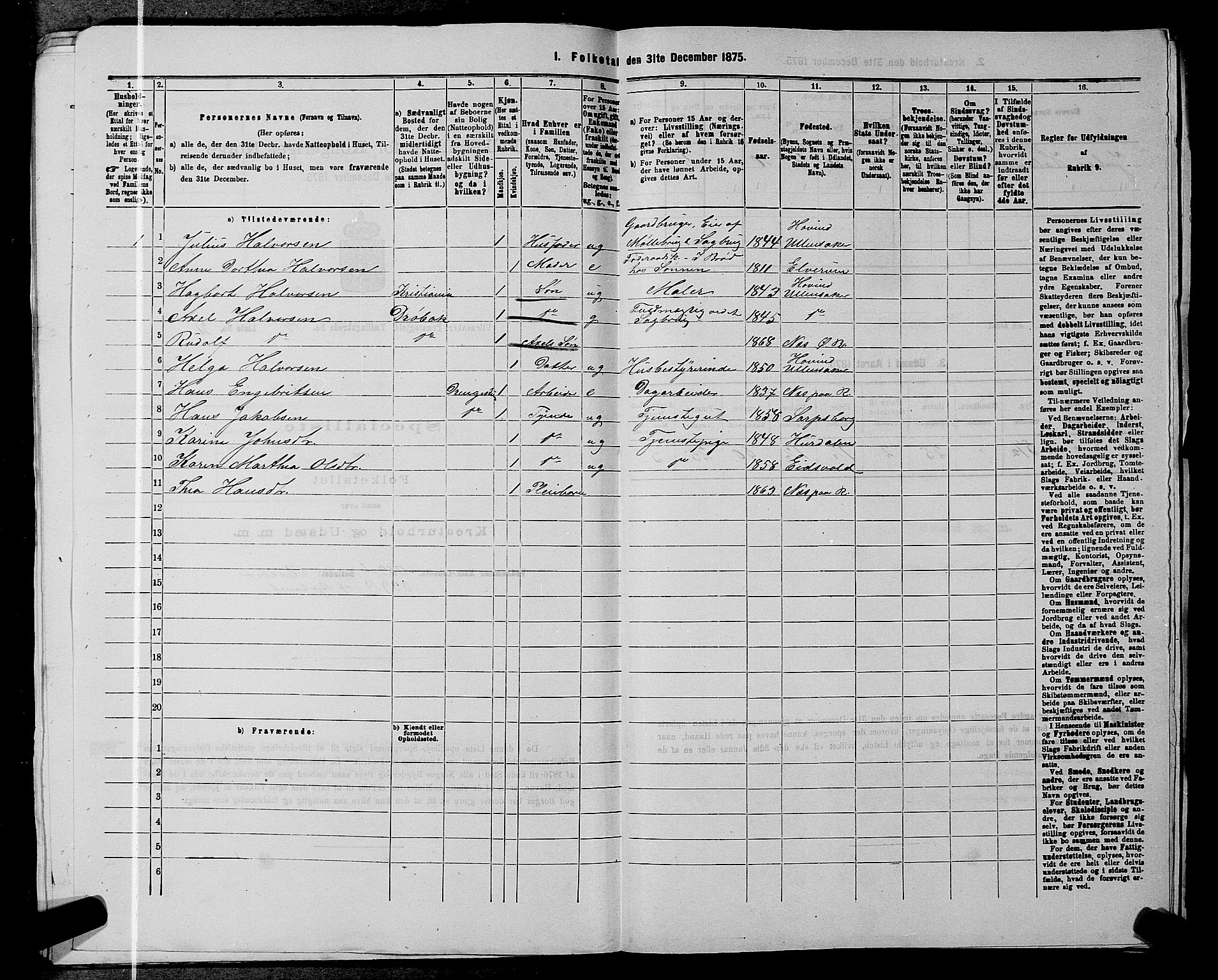 RA, 1875 census for 0235P Ullensaker, 1875, p. 2038