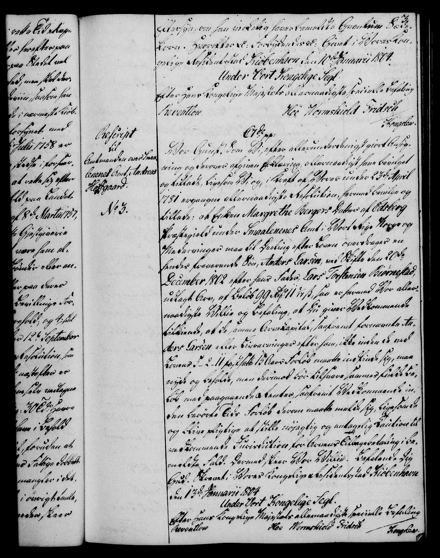 Rentekammeret, Kammerkanselliet, RA/EA-3111/G/Gg/Gga/L0018: Norsk ekspedisjonsprotokoll med register (merket RK 53.18), 1804-1806, p. 3