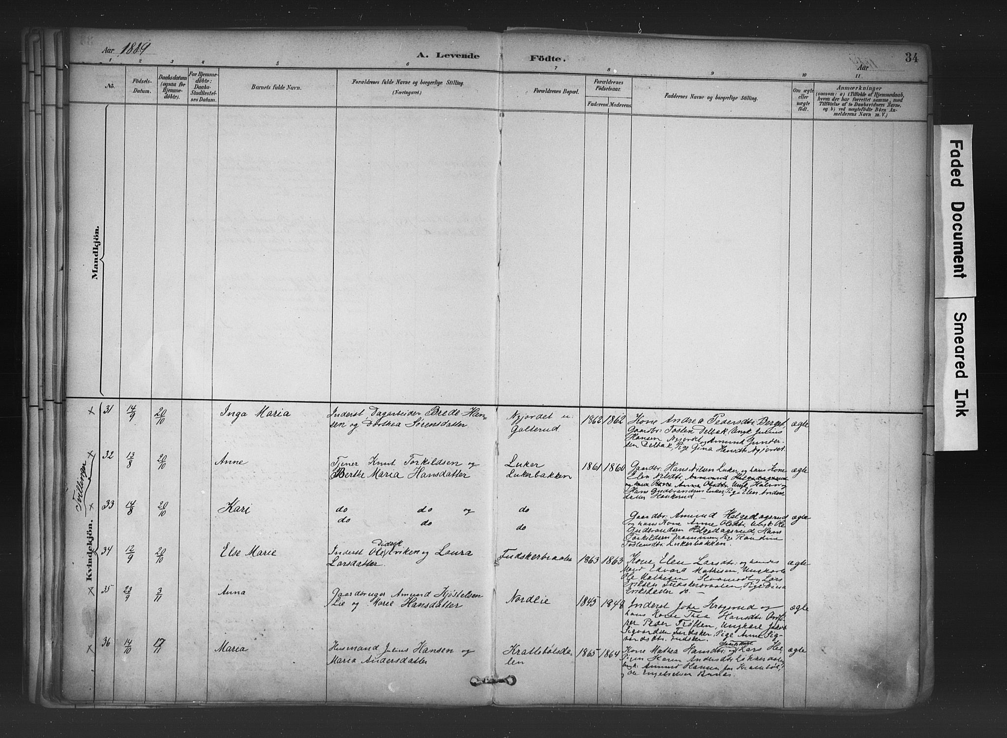 Nord-Odal prestekontor, AV/SAH-PREST-032/H/Ha/Haa/L0006: Parish register (official) no. 6, 1886-1901, p. 34