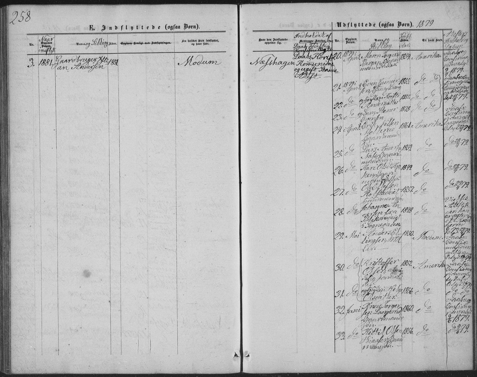 Sigdal kirkebøker, SAKO/A-245/G/Ga/L0004: Parish register (copy) no. I 4, 1879-1885, p. 258