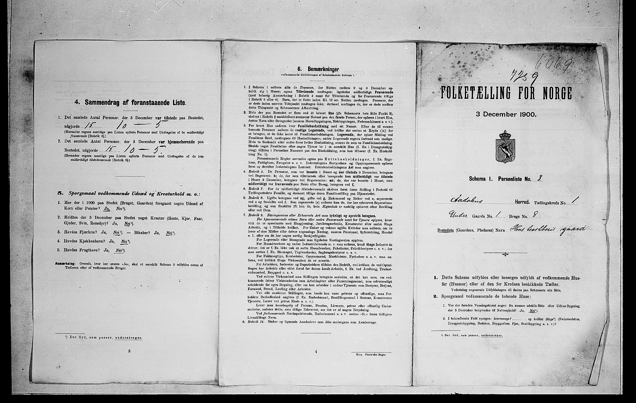 RA, 1900 census for Ådal, 1900, p. 36