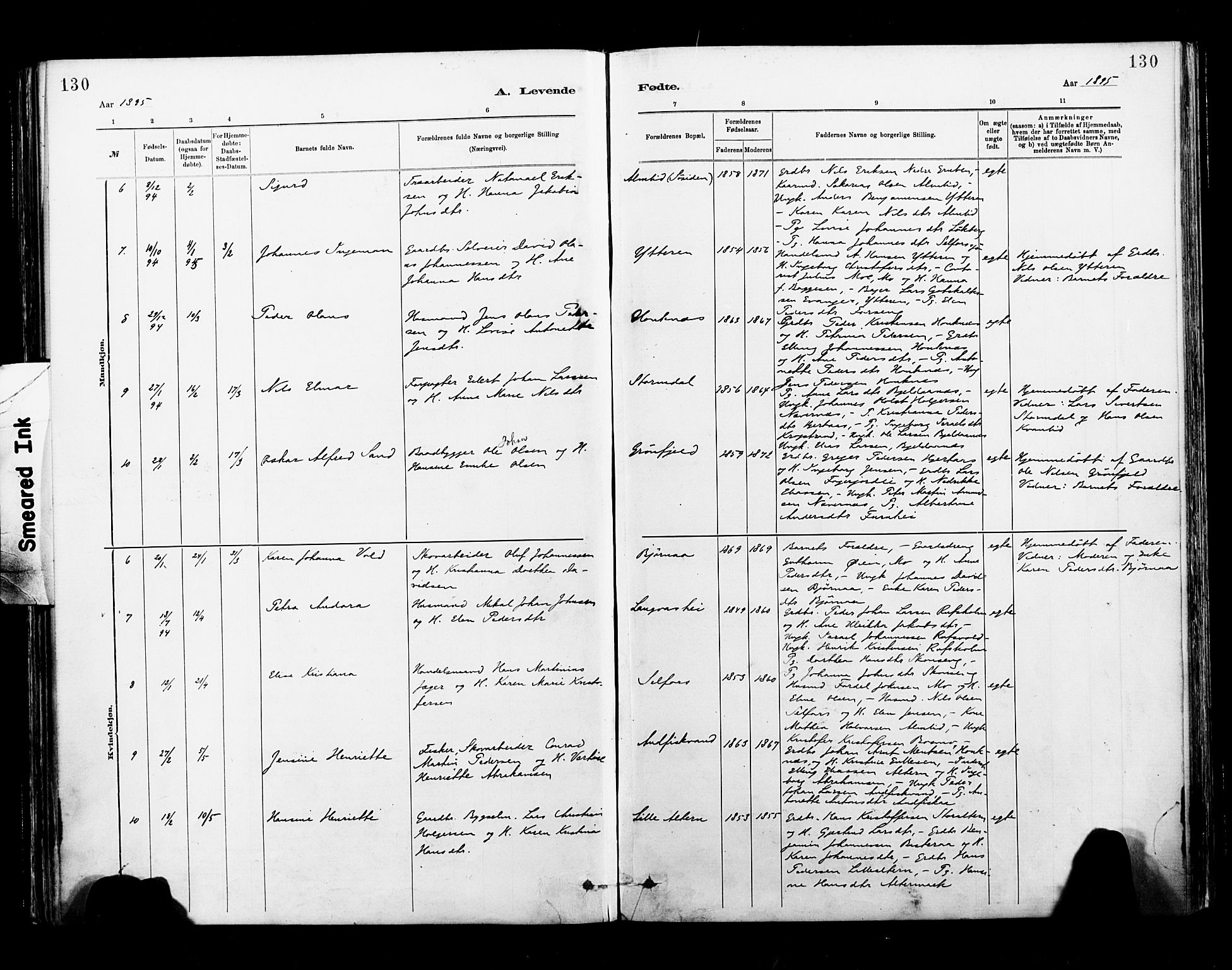 Ministerialprotokoller, klokkerbøker og fødselsregistre - Nordland, AV/SAT-A-1459/827/L0400: Parish register (official) no. 827A12, 1883-1903, p. 130