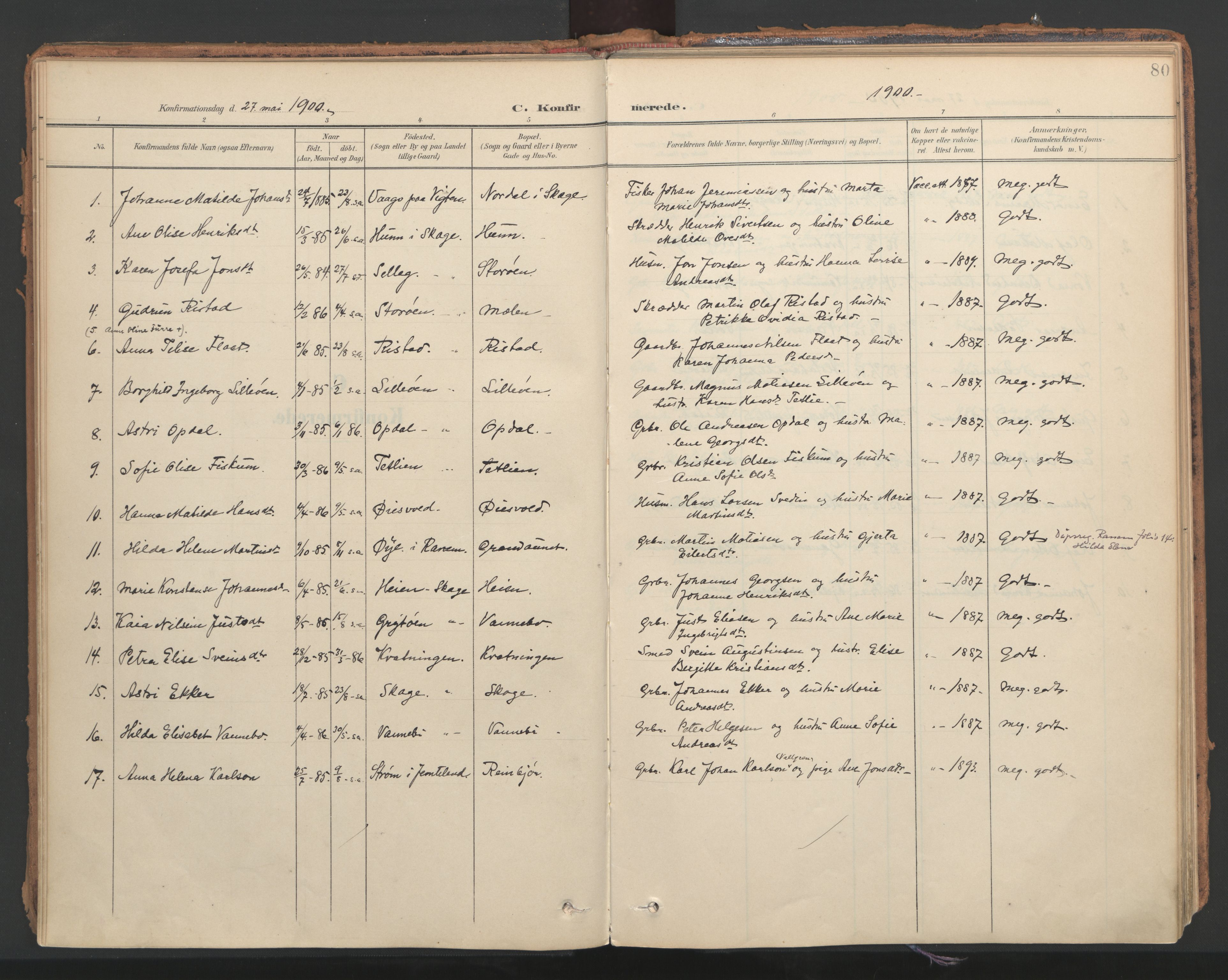 Ministerialprotokoller, klokkerbøker og fødselsregistre - Nord-Trøndelag, SAT/A-1458/766/L0564: Parish register (official) no. 767A02, 1900-1932, p. 80