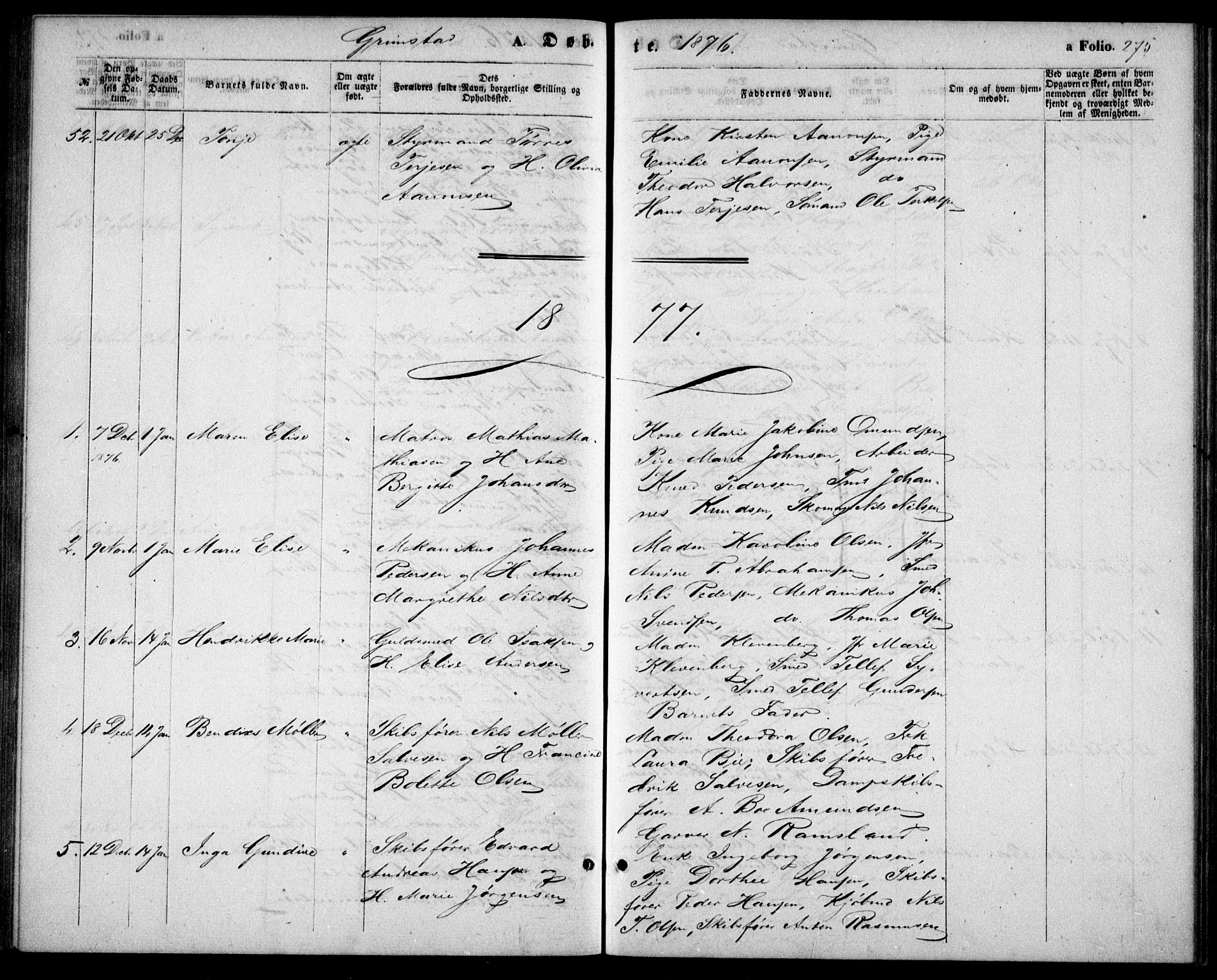 Fjære sokneprestkontor, SAK/1111-0011/F/Fb/L0009: Parish register (copy) no. B 9, 1867-1870, p. 275
