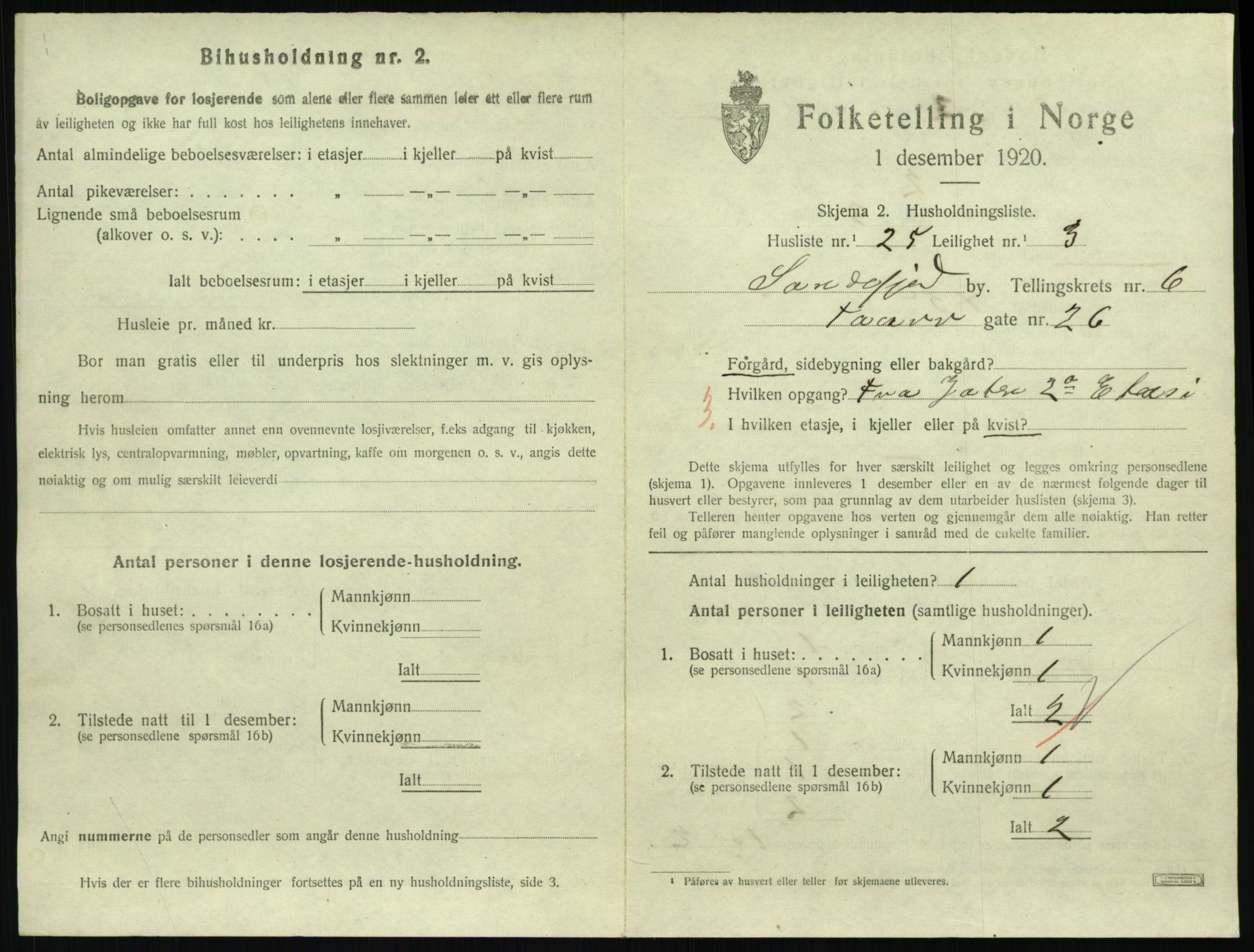 SAKO, 1920 census for Sandefjord, 1920, p. 2774