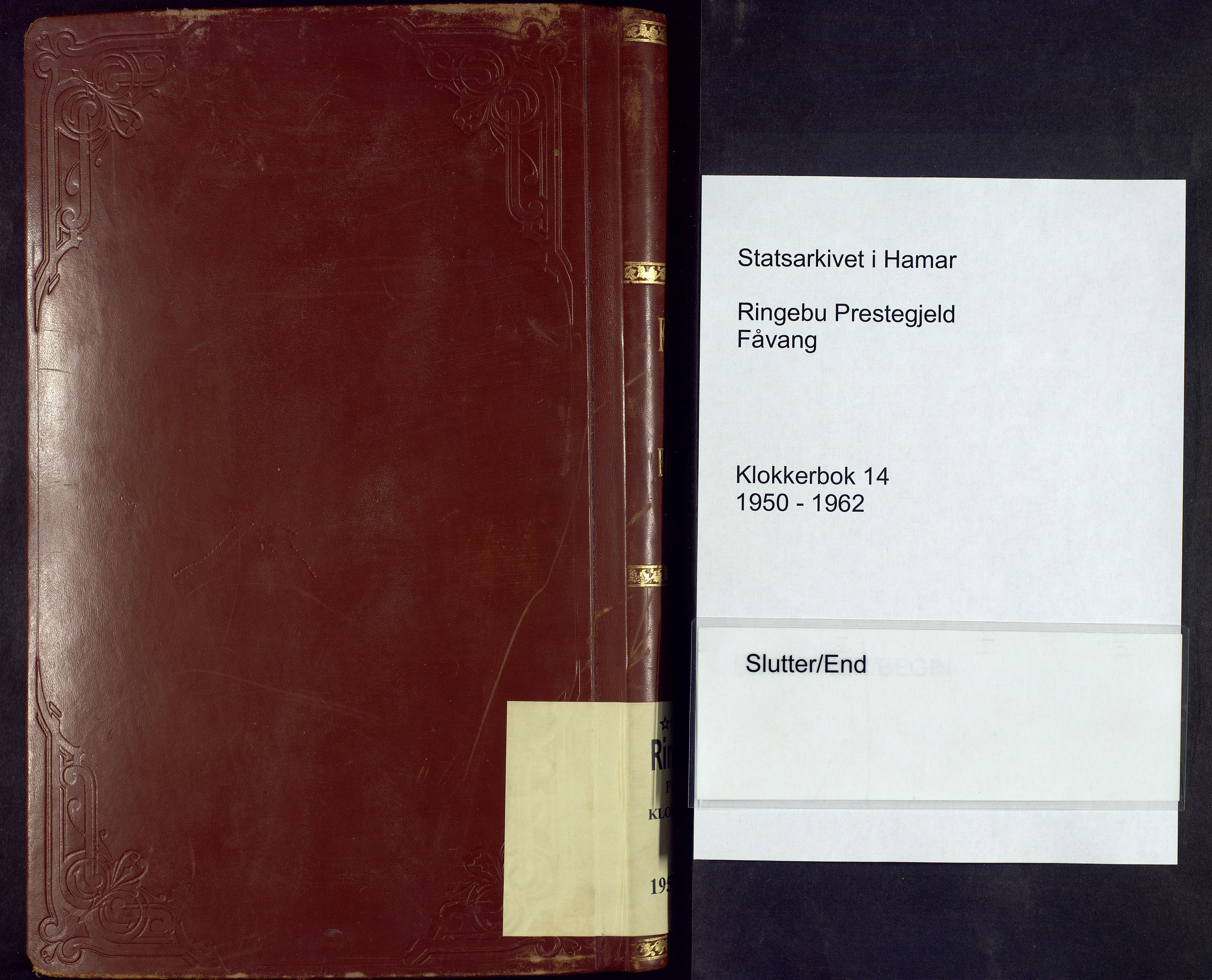 Ringebu prestekontor, AV/SAH-PREST-082/H/Ha/Hab/L0014: Parish register (copy) no. 14, 1950-1962