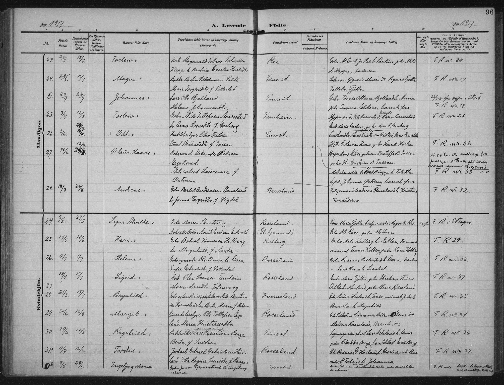 Lye sokneprestkontor, AV/SAST-A-101794/002/A/L0001: Parish register (official) no. A 12, 1904-1920, p. 96