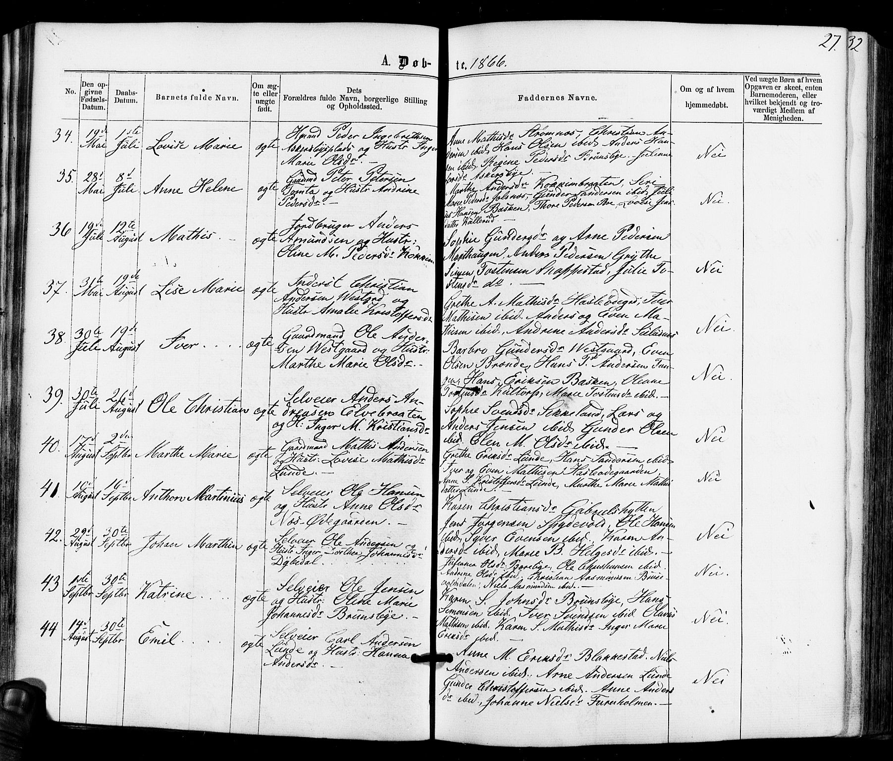 Varteig prestekontor Kirkebøker, SAO/A-10447a/F/Fa/L0001: Parish register (official) no. 1, 1861-1877, p. 27
