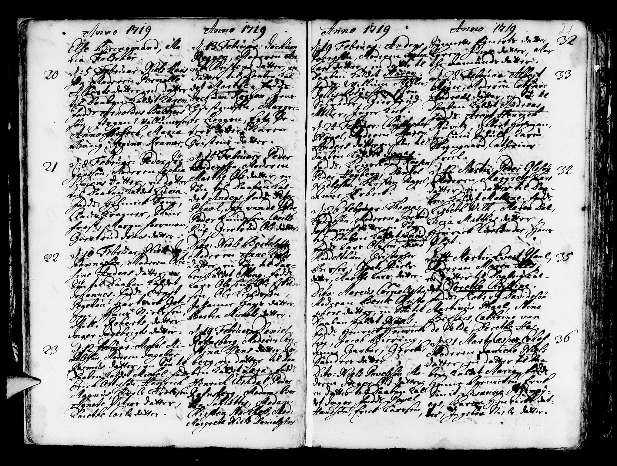 Nykirken Sokneprestembete, AV/SAB-A-77101/H/Haa/L0003: Parish register (official) no. A 3, 1717-1764, p. 21