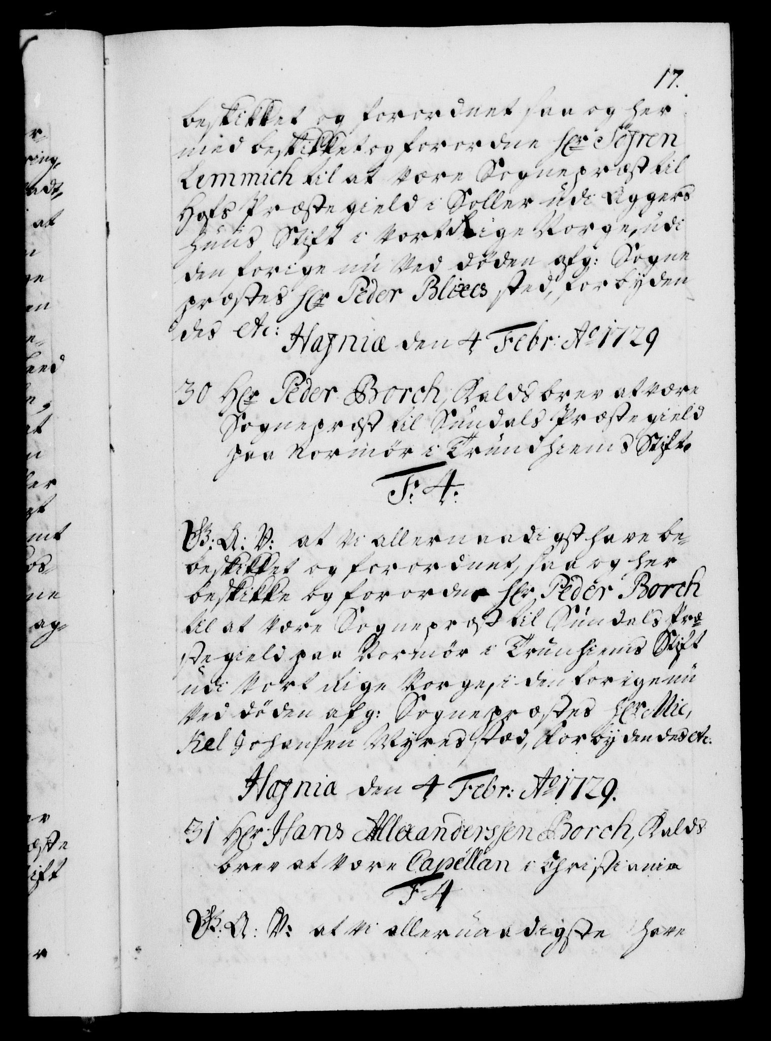 Danske Kanselli 1572-1799, AV/RA-EA-3023/F/Fc/Fca/Fcaa/L0026: Norske registre, 1729-1730, p. 17a