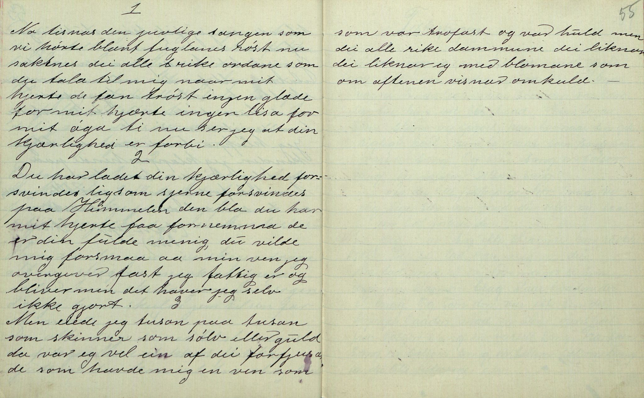 Rikard Berge, TEMU/TGM-A-1003/F/L0007/0013: 251-299 / 263 Uppskriftir ved Sibilla Li for Rikard Berge, 1909-1911, p. 54-55