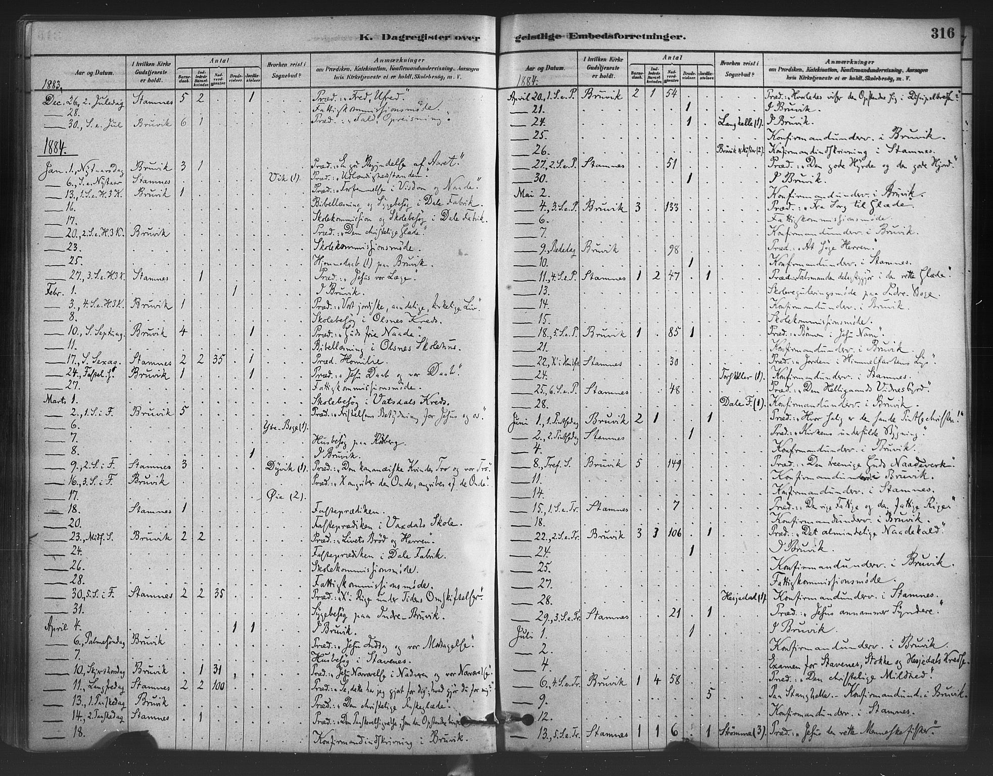 Bruvik Sokneprestembete, SAB/A-74701/H/Haa: Parish register (official) no. B 1, 1878-1904, p. 316