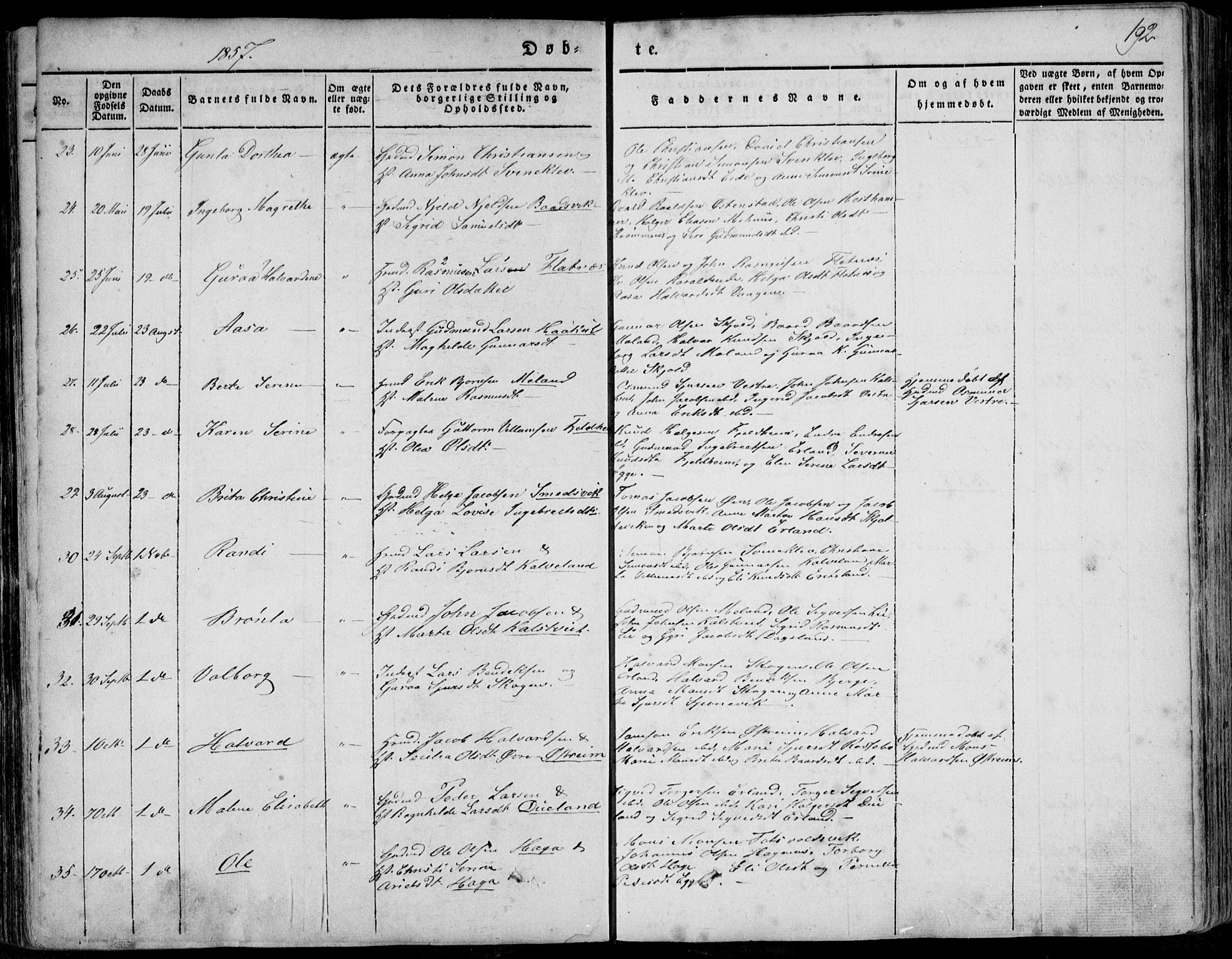 Skjold sokneprestkontor, AV/SAST-A-101847/H/Ha/Haa/L0006: Parish register (official) no. A 6.1, 1835-1858, p. 192