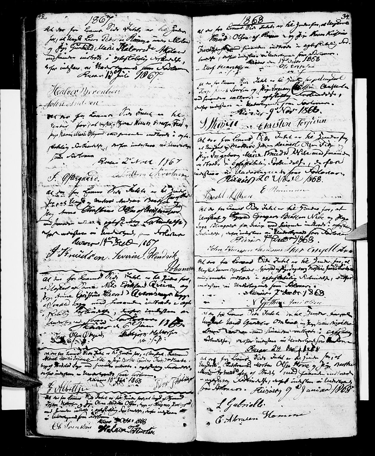Risør sokneprestkontor, SAK/1111-0035/F/Fb/L0003: Parish register (copy) no. B 3 /1, 1812-1874, p. 34