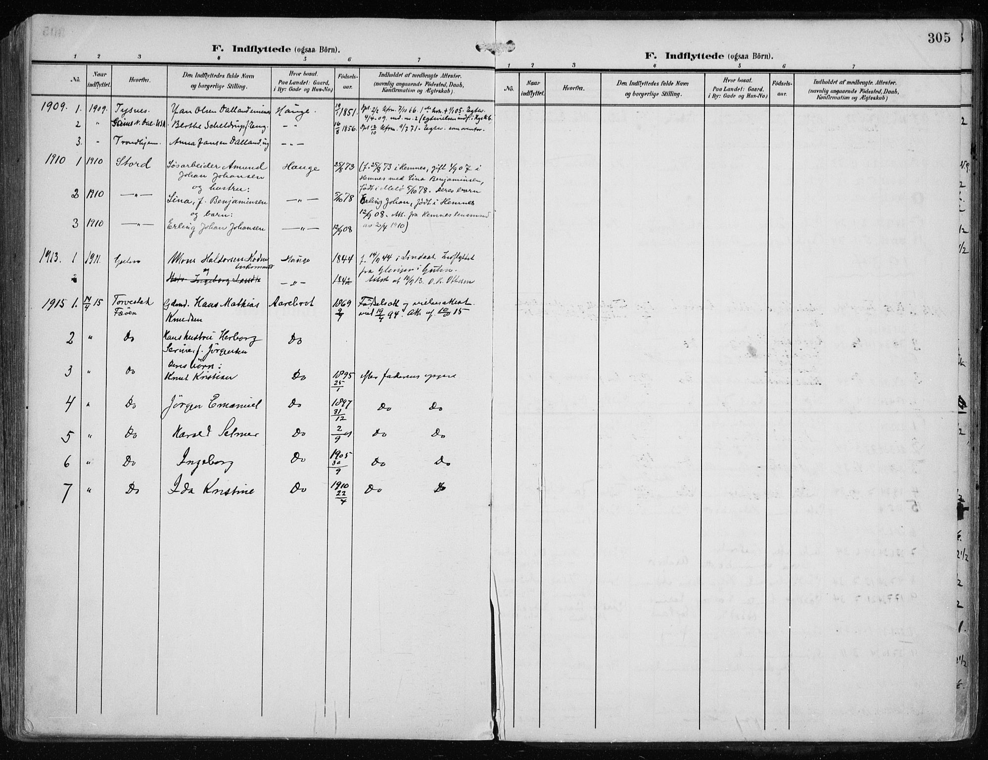 Haugesund sokneprestkontor, SAST/A -101863/H/Ha/Haa/L0010: Parish register (official) no. A 10, 1909-1935, p. 305